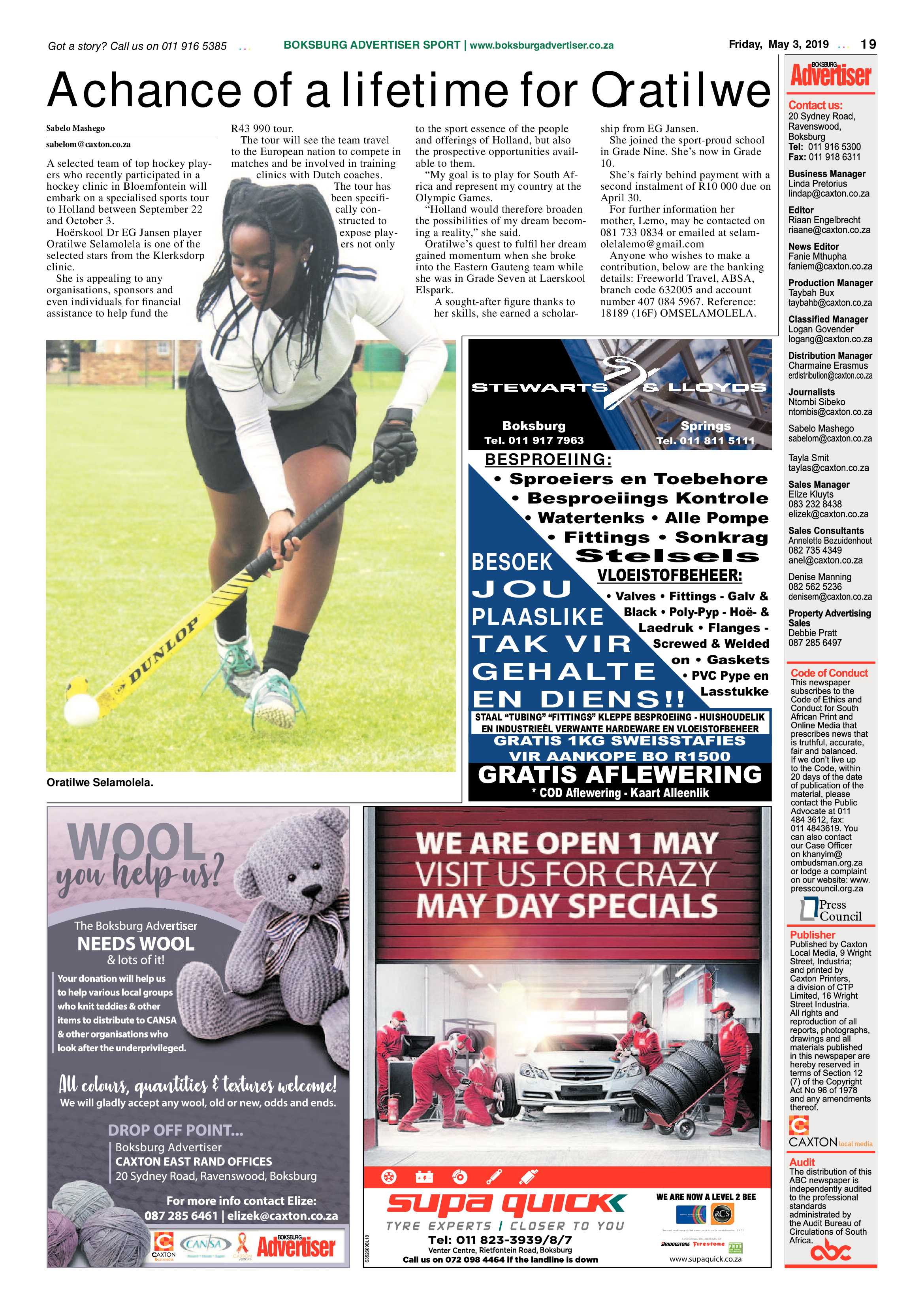 Boksburg Advertiser 30 April 2019 page 19