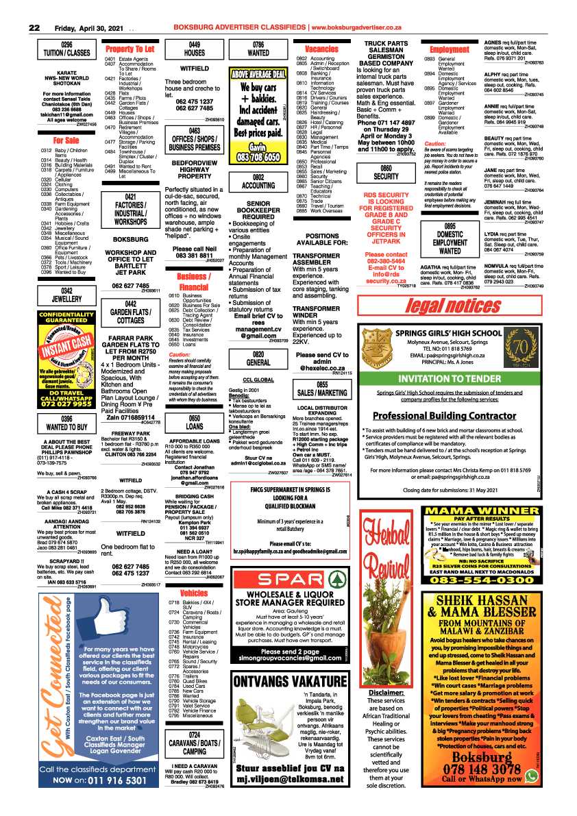 Boksburg Advertiser 30 April 2021 page 22