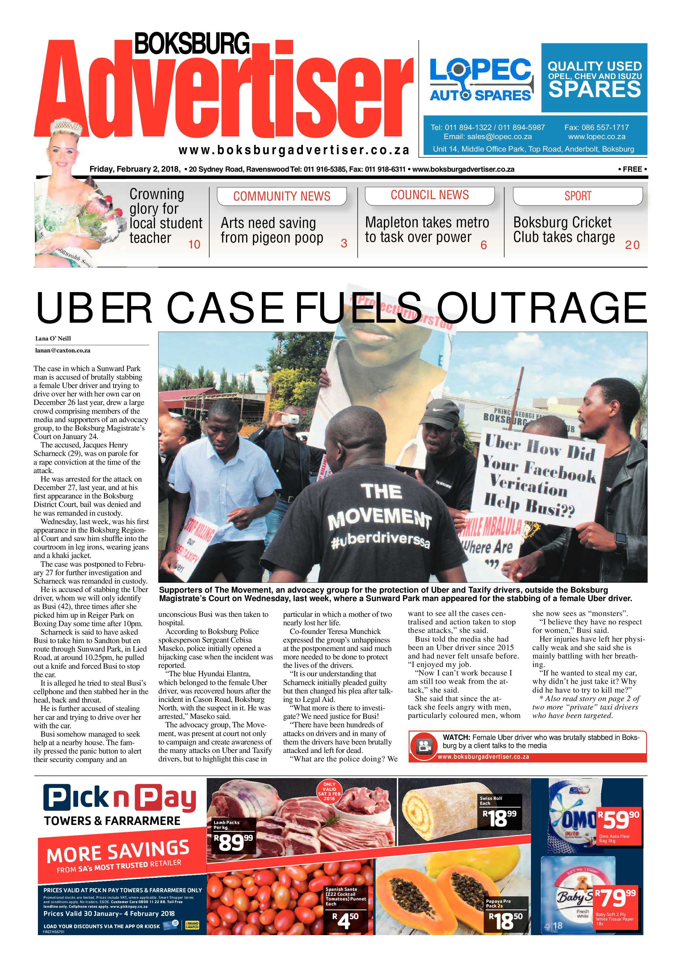 Boksburg Advertiser 30 January 2018 page 1