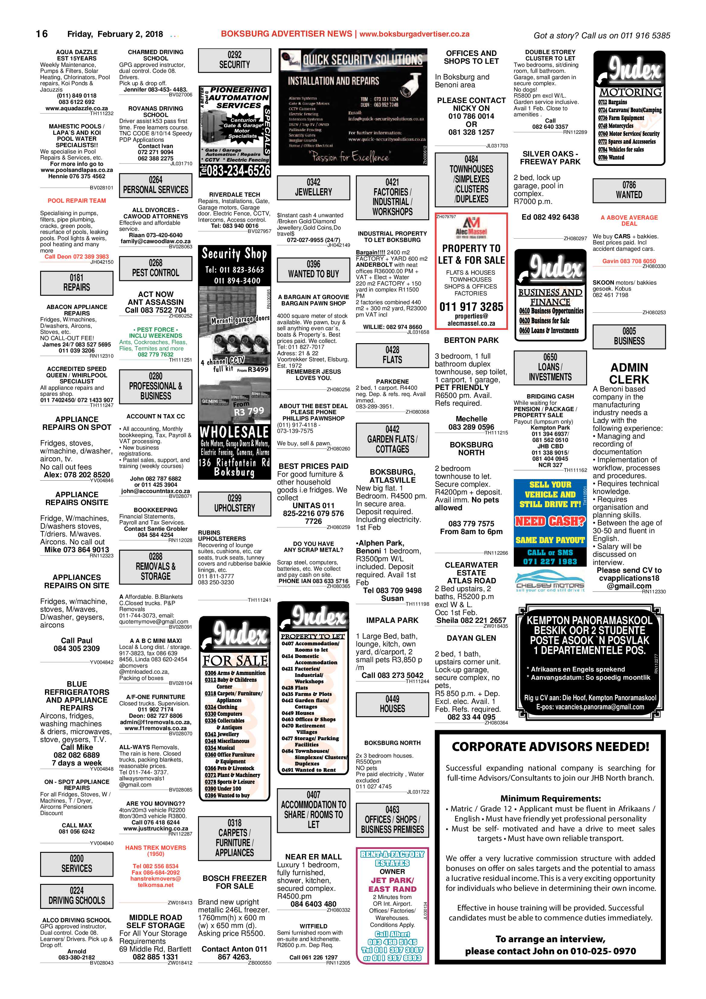 Boksburg Advertiser 30 January 2018 page 16