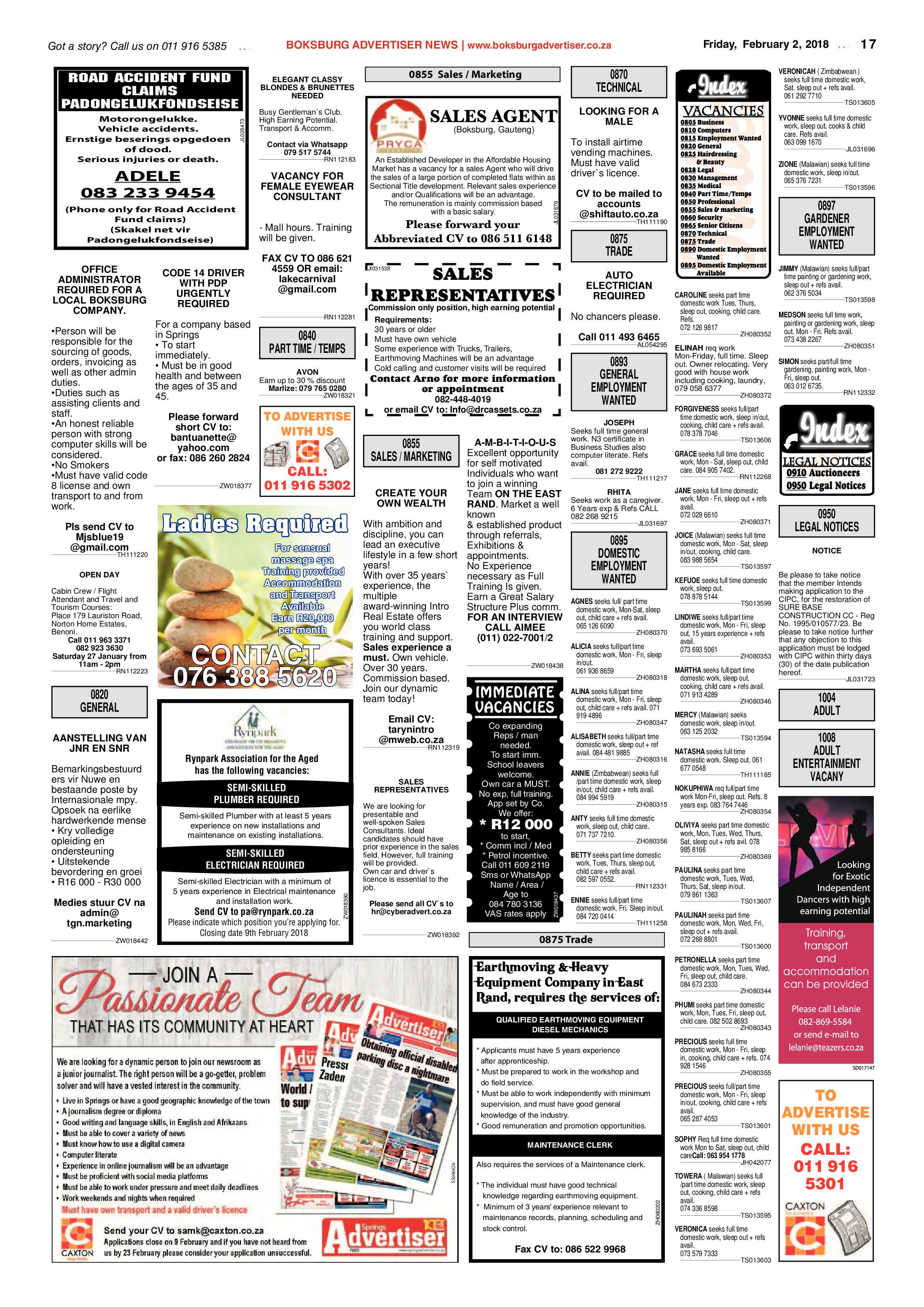 Boksburg Advertiser 30 January 2018 page 17