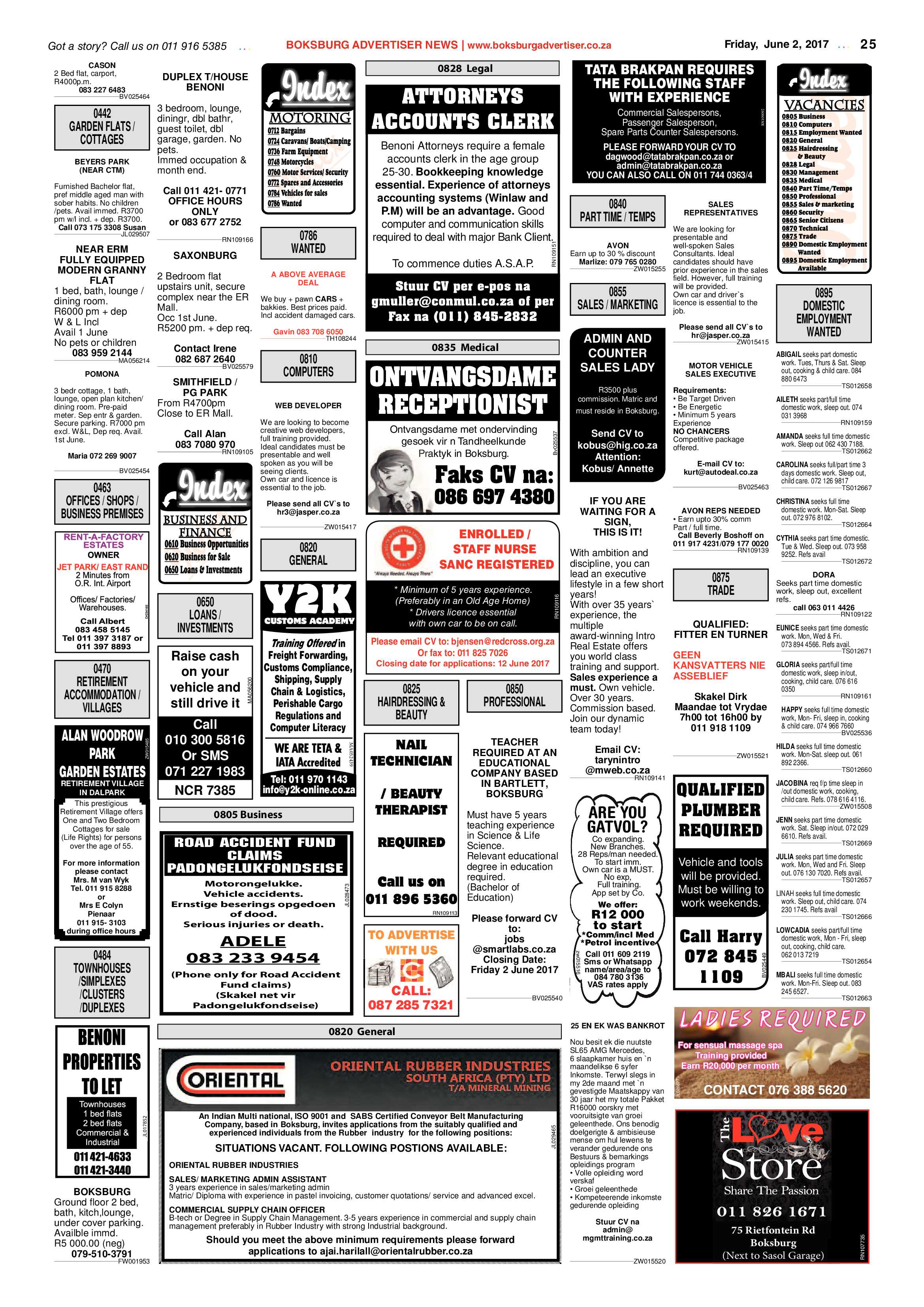 Boksburg Advertiser 30 May 2017 page 25