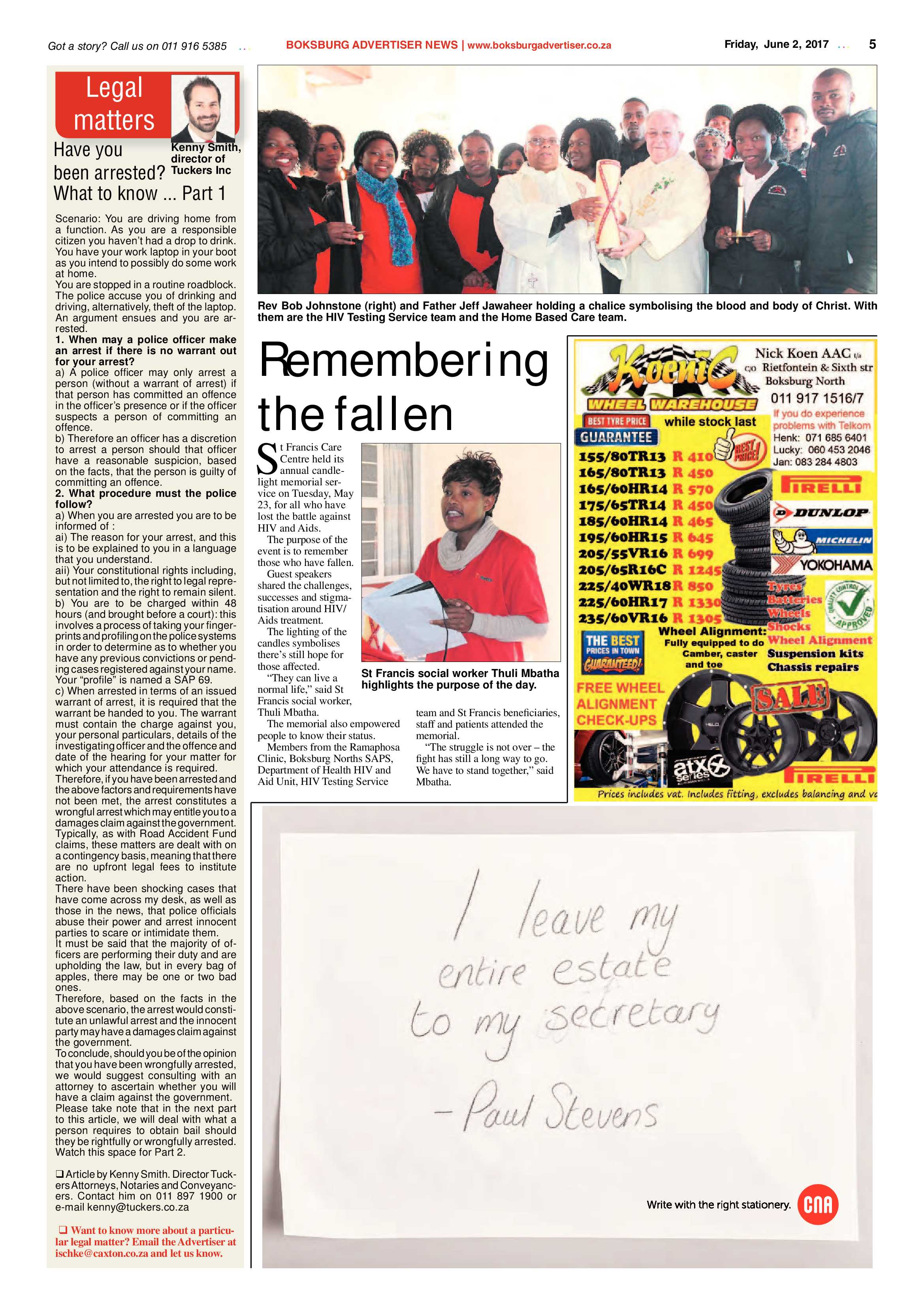 Boksburg Advertiser 30 May 2017 page 5