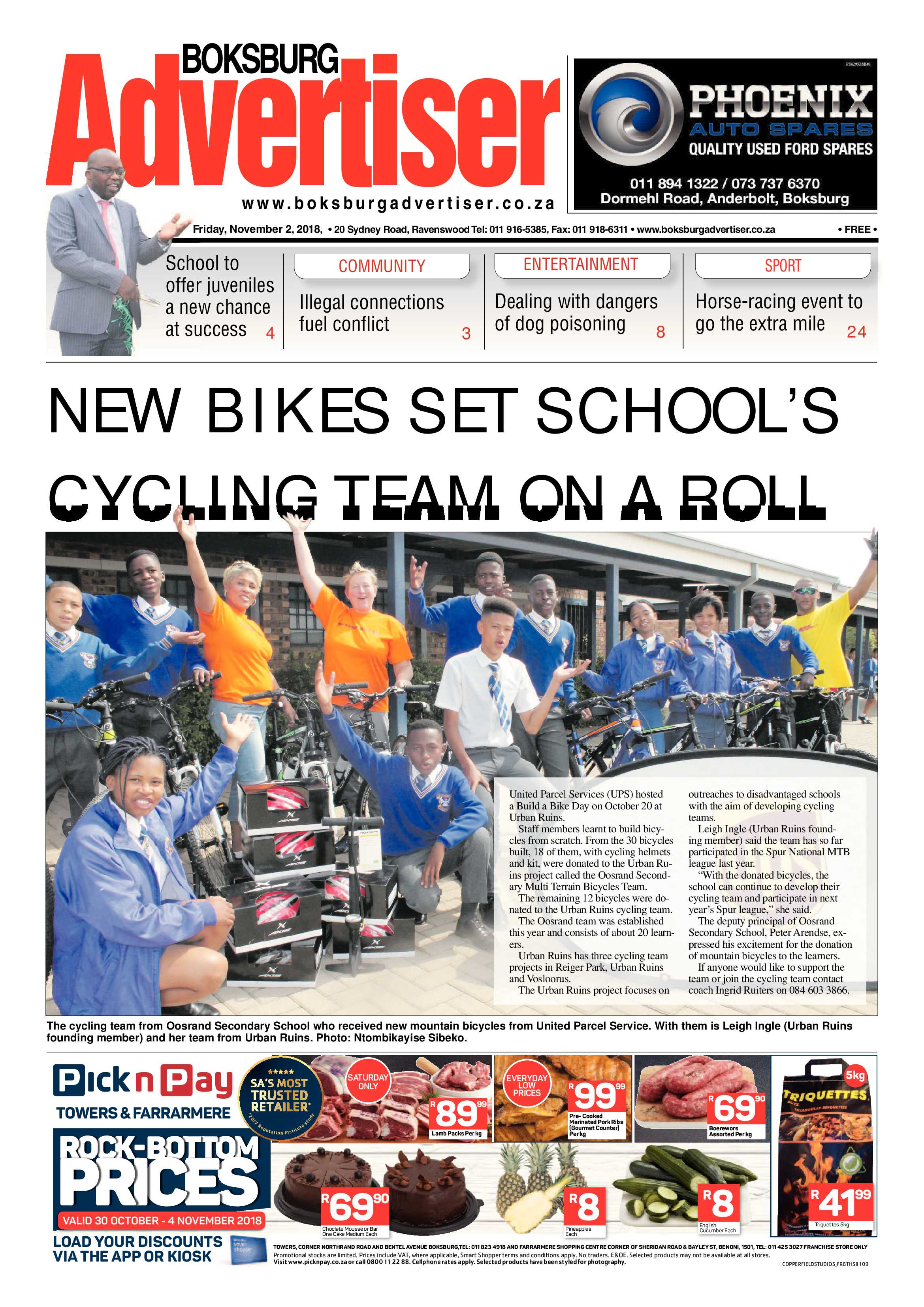 Boksburg Advertiser 30 October 2018 page 1