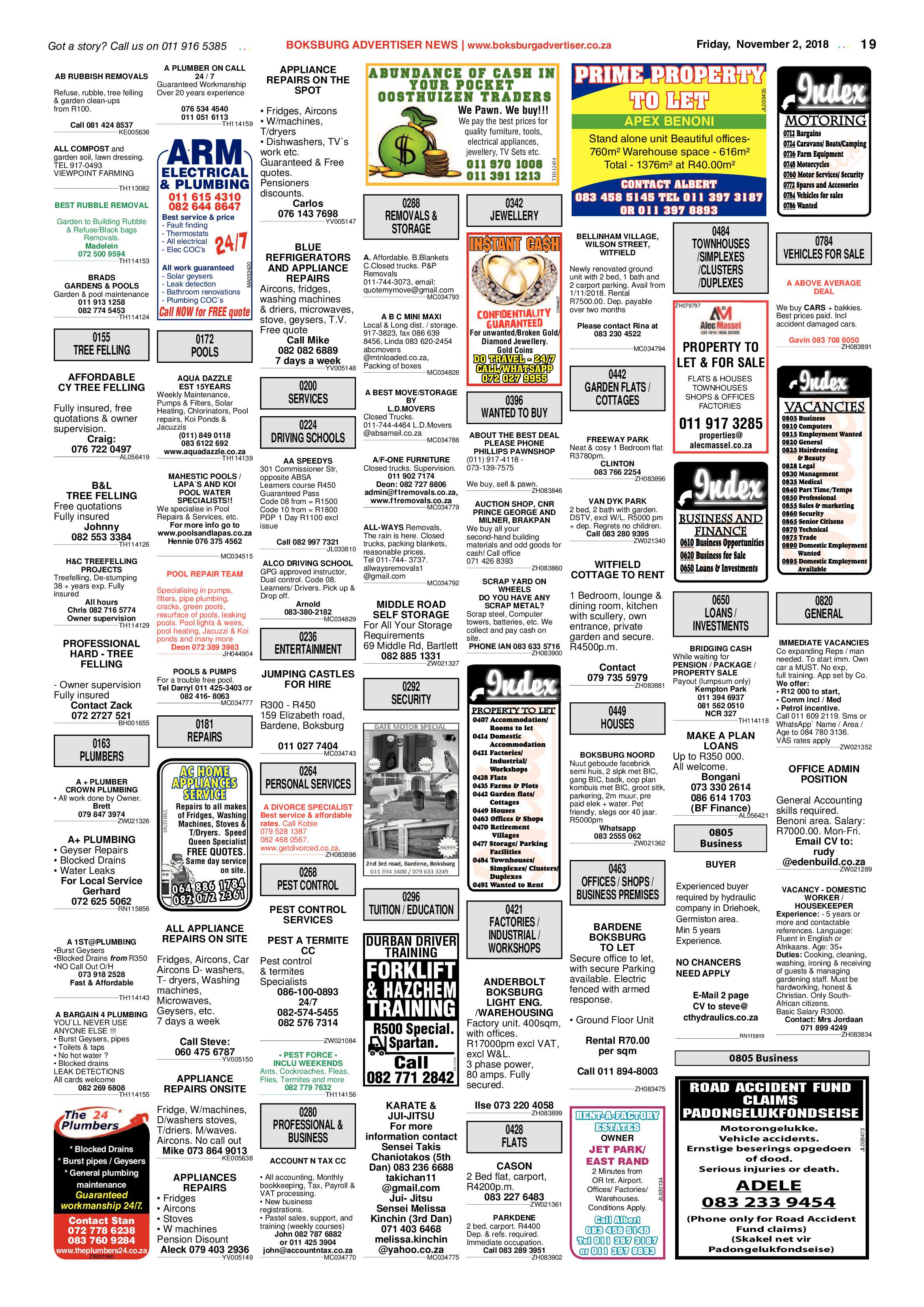 Boksburg Advertiser 30 October 2018 page 19