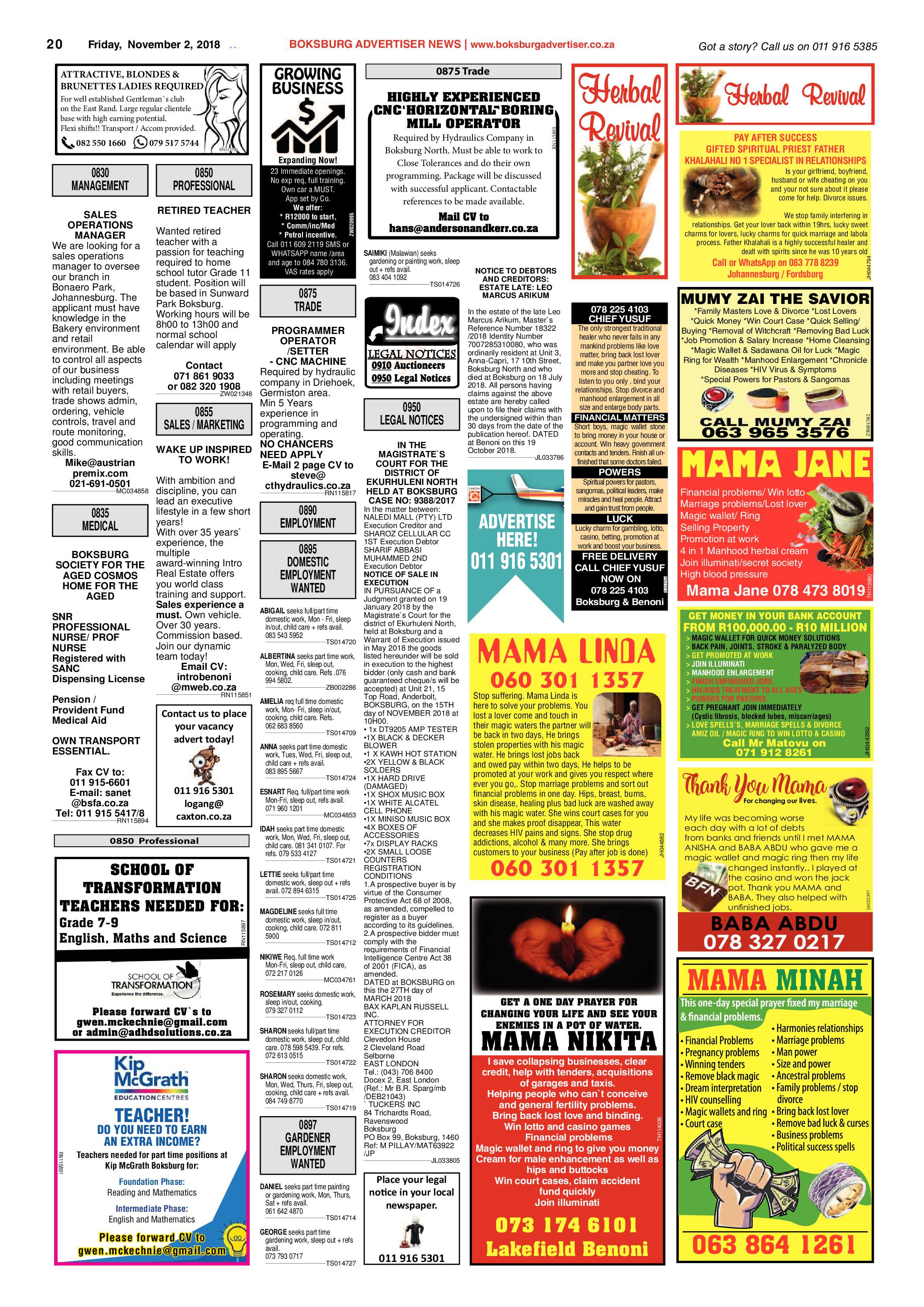 Boksburg Advertiser 30 October 2018 page 20