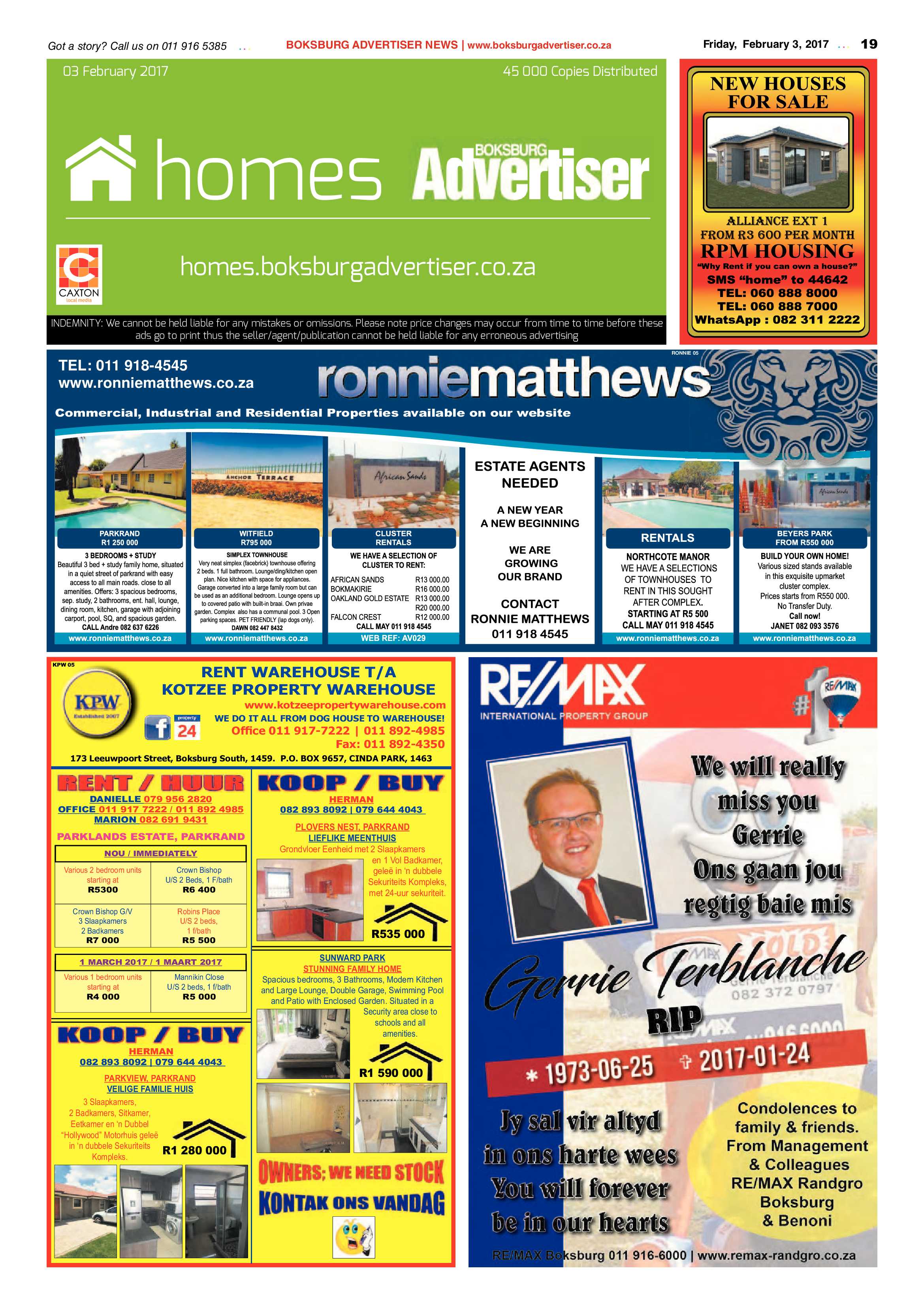 Boksburg Advertiser 31 January 2017 page 19