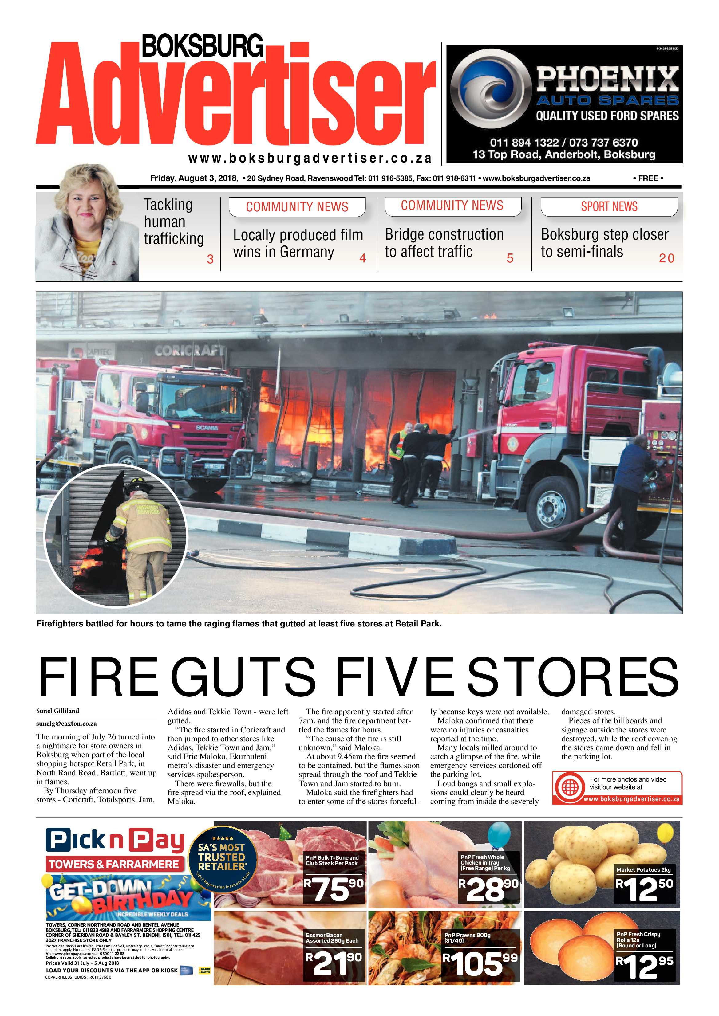 Boksburg Advertiser 31 July 2018 page 1