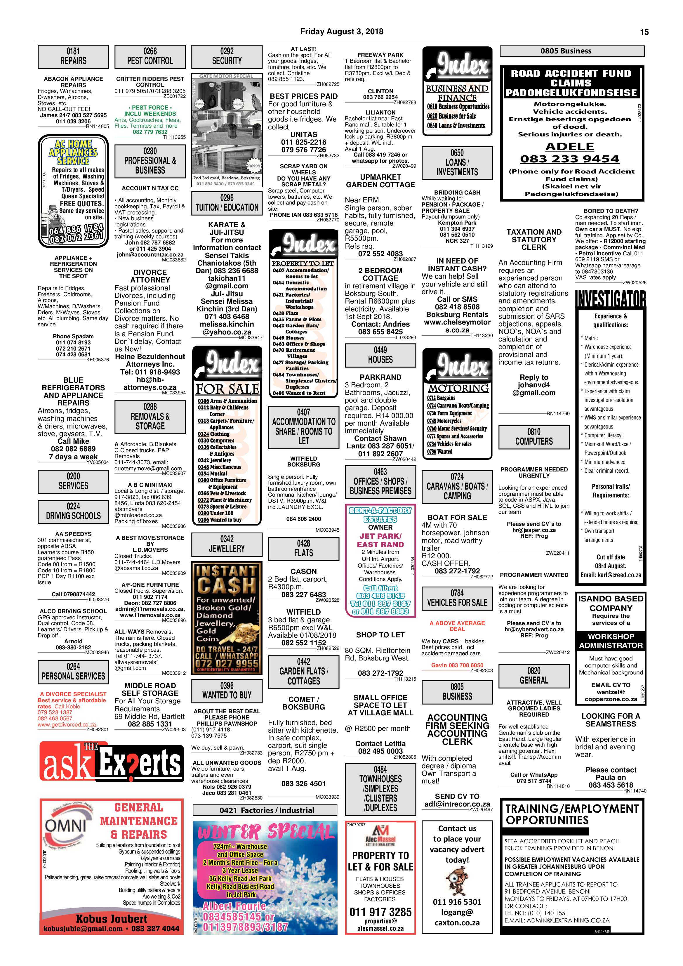 Boksburg Advertiser 31 July 2018 page 15