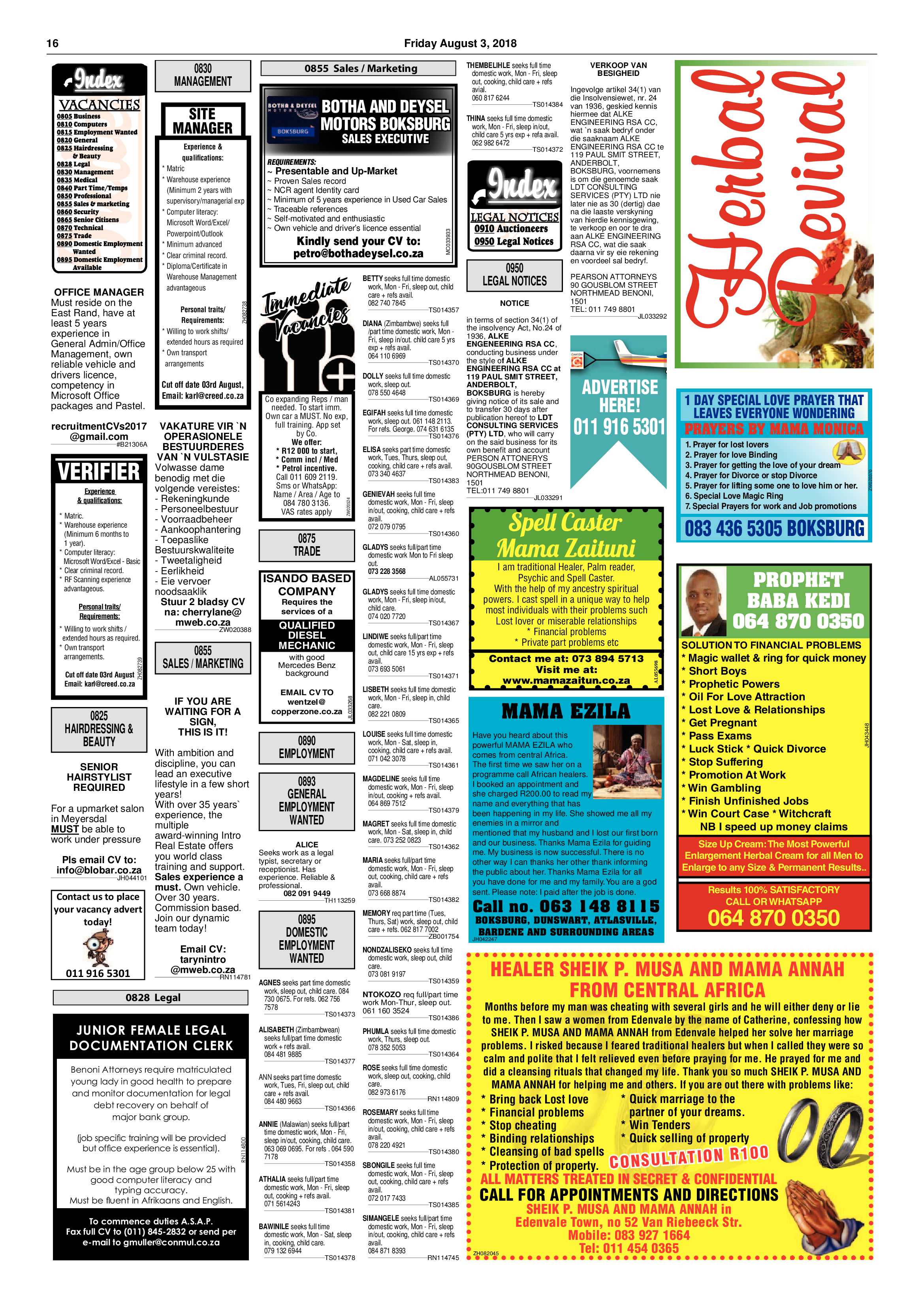 Boksburg Advertiser 31 July 2018 page 16