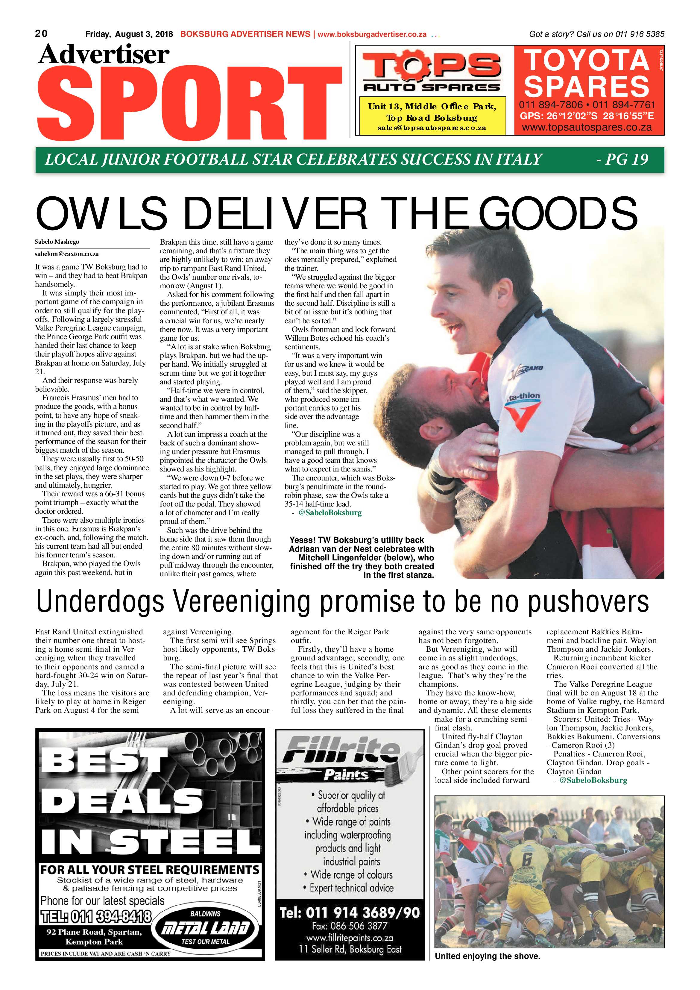 Boksburg Advertiser 31 July 2018 page 20