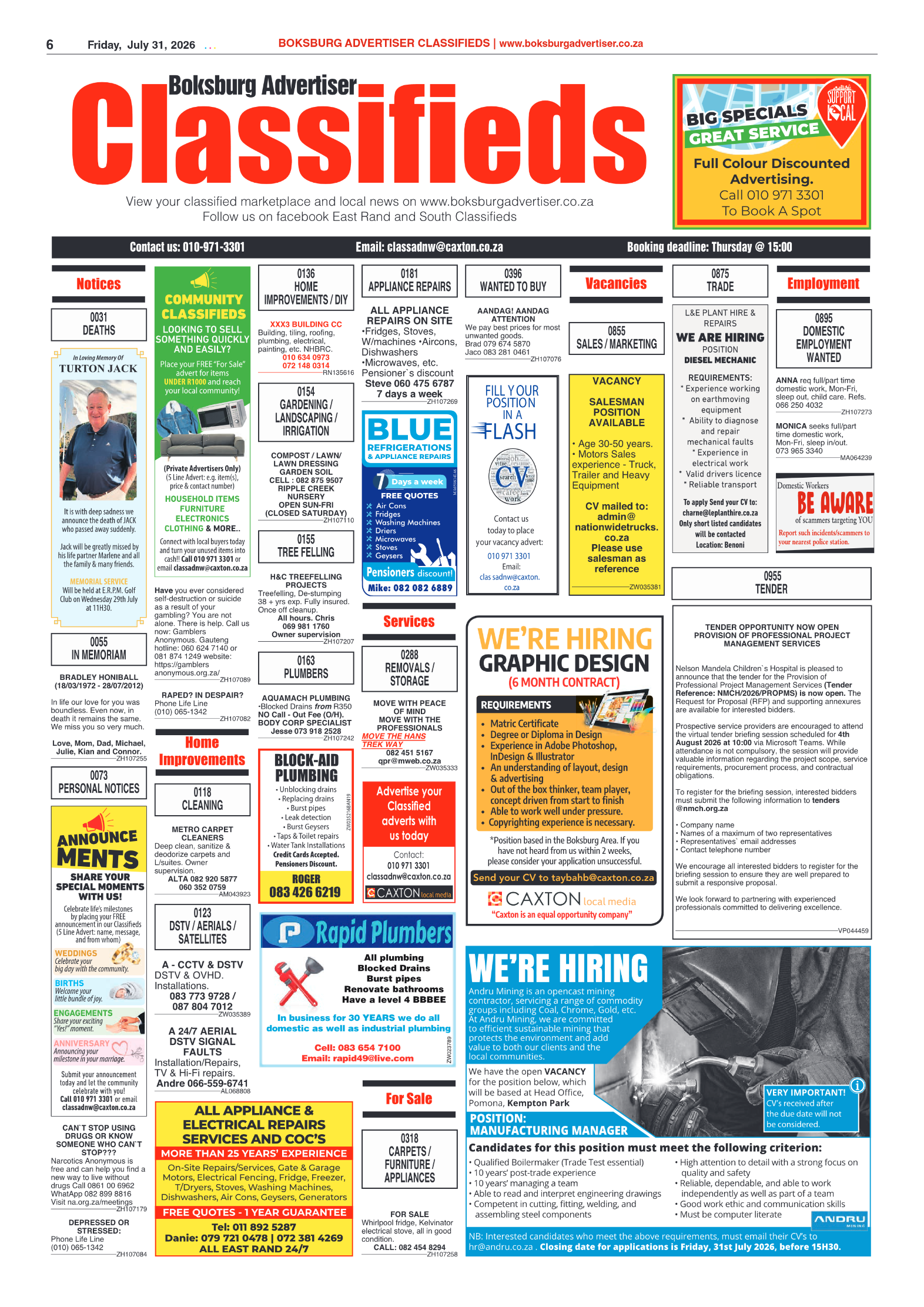 Boksburg Advertiser 31 July 2026 page 18