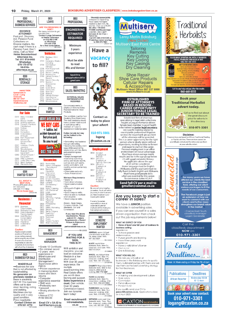 Boksburg Advertiser 31 March 2023 page 10