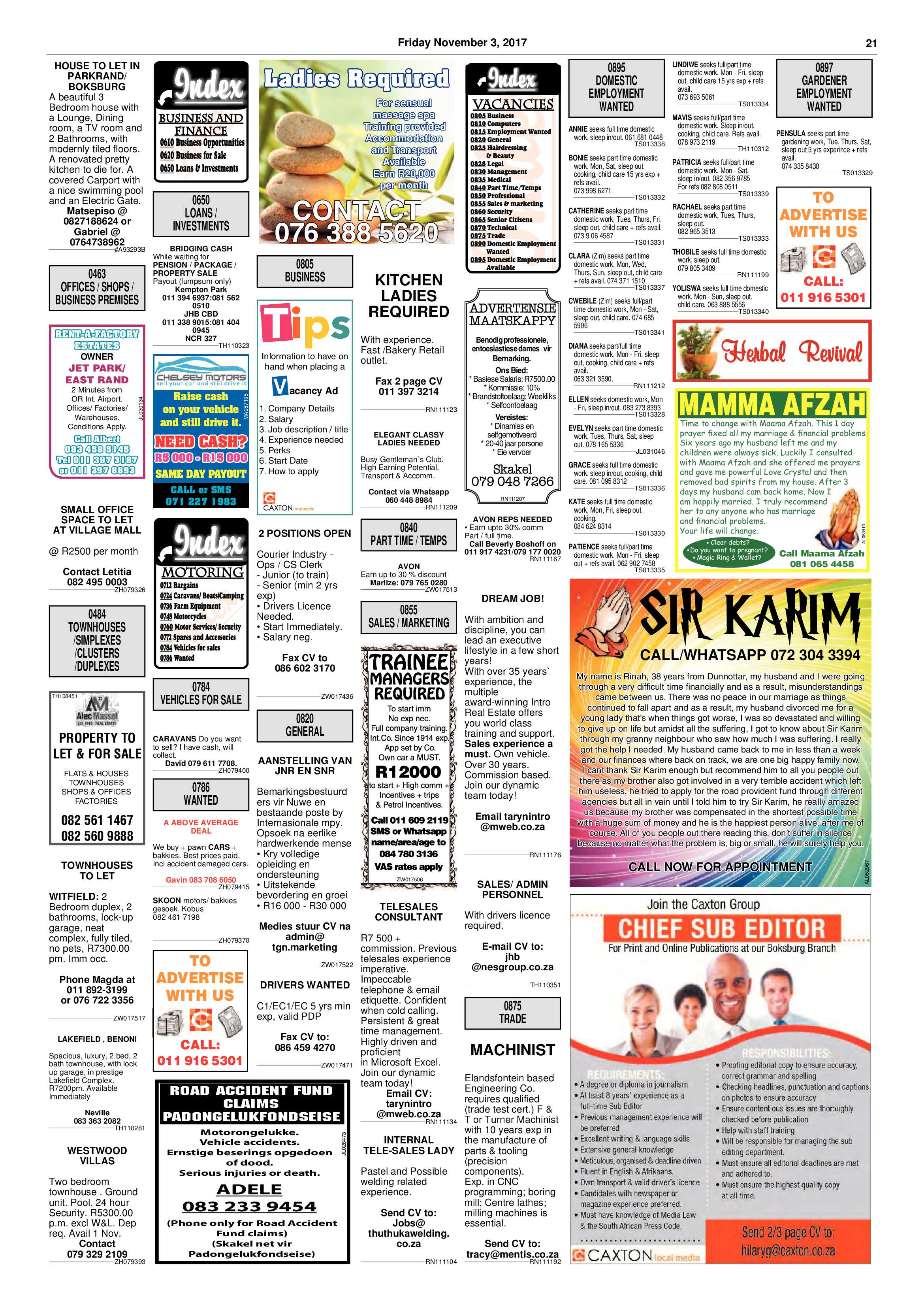 Boksburg Advertiser 31 October 2017 page 21