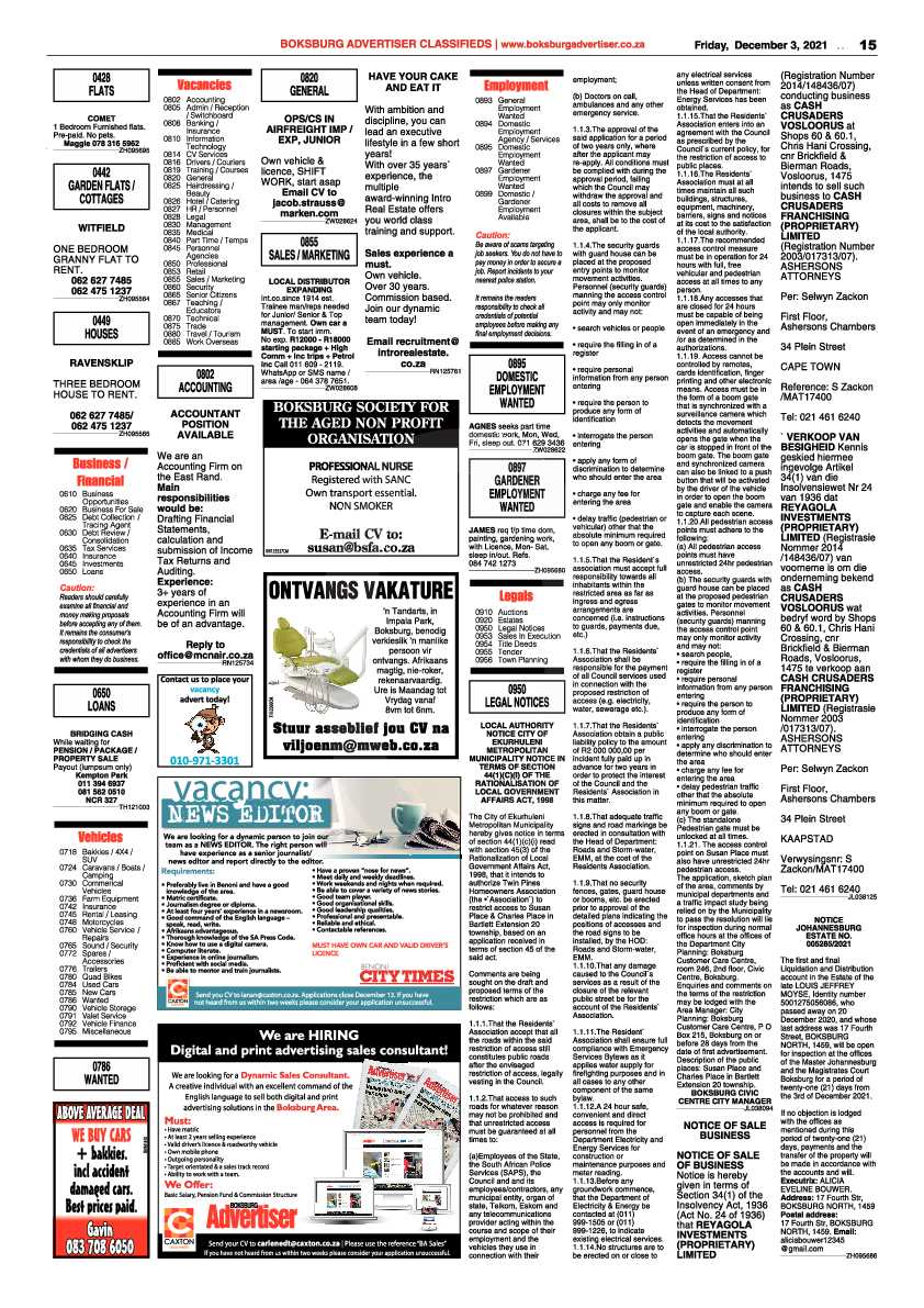 Boksburg Advertiser 3 December 2021 page 15