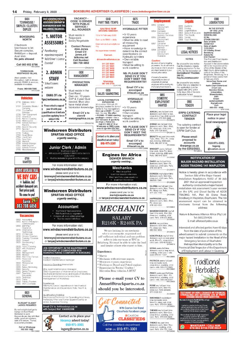 Boksburg Advertiser 3 February 2023 page 14