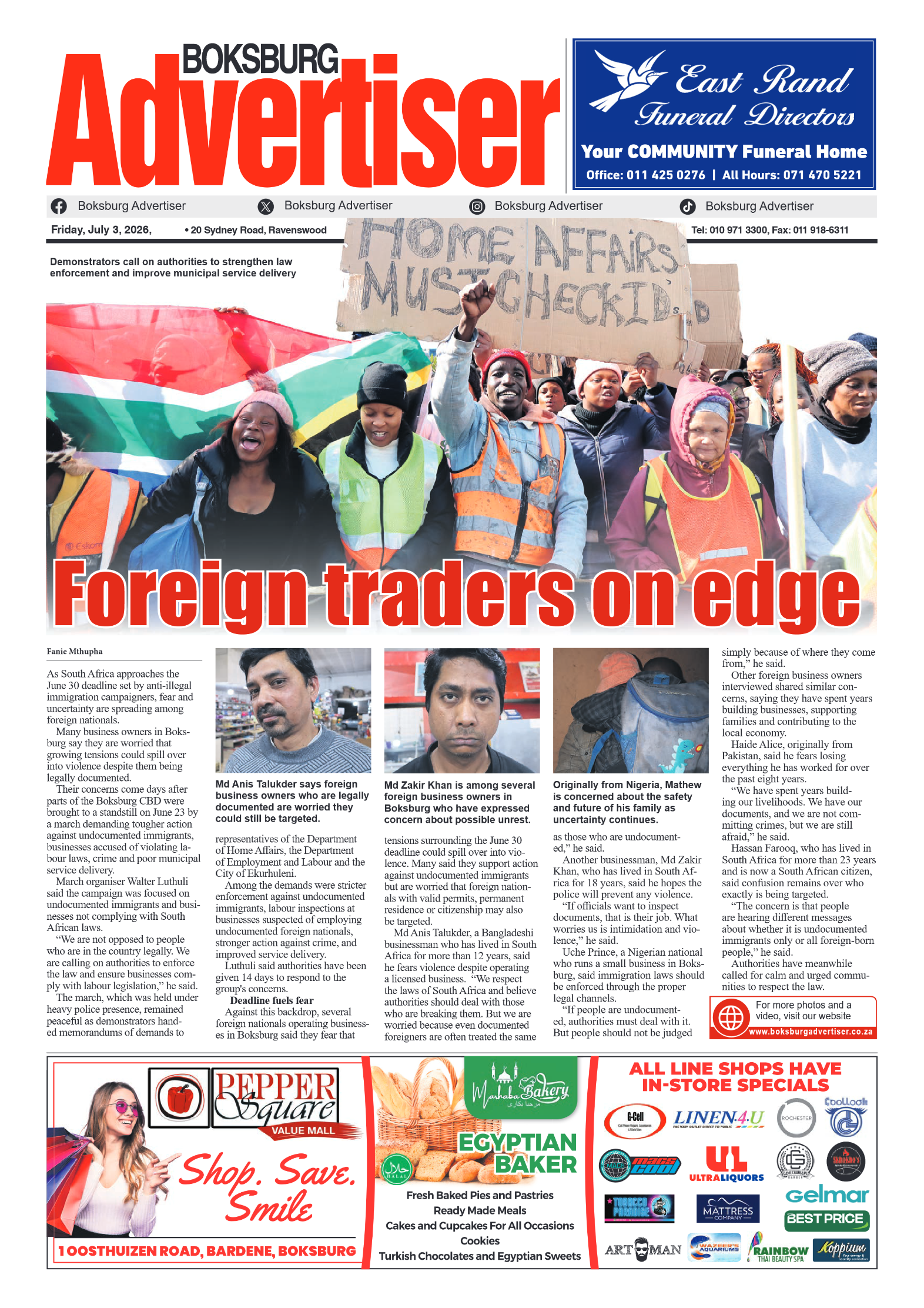 Boksburg Advertiser 3 July 2026 page 1