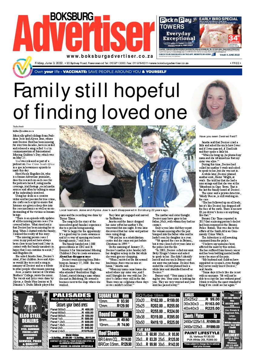 Boksburg Advertiser 3 June 2022 page 1