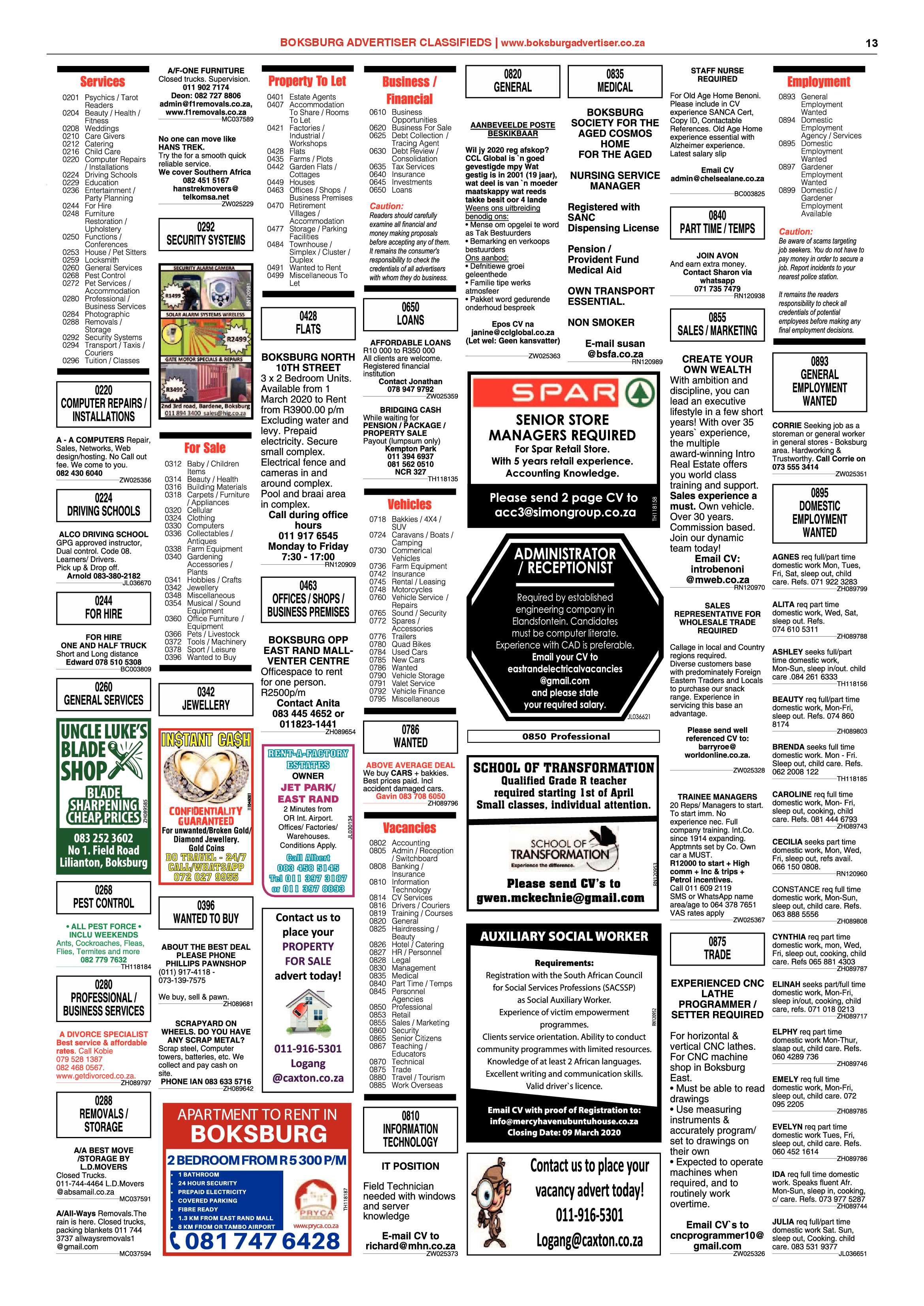 Boksburg Advertiser 3 March 2020 page 13