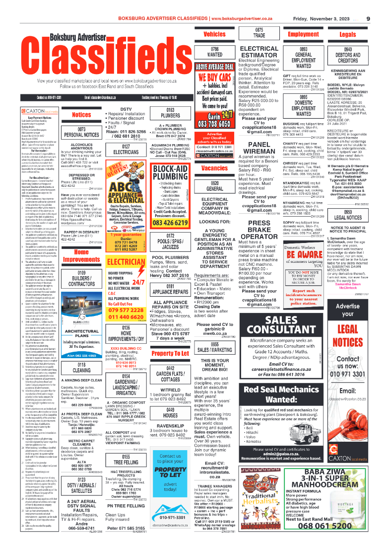 Boksburg Advertiser 3 November 2023 page 17