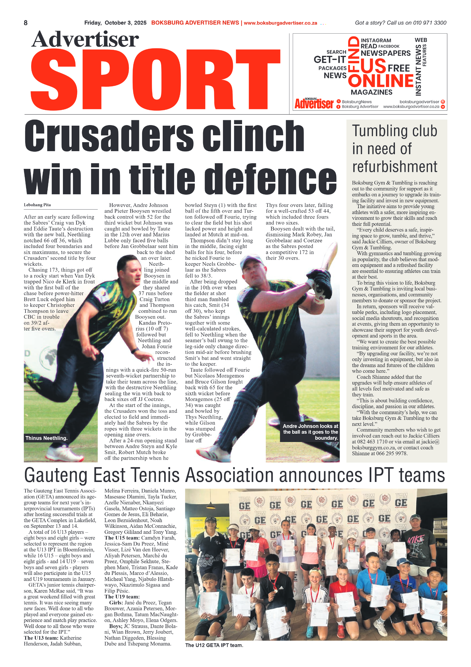 Boksburg Advertiser 3 October 2025 page 8