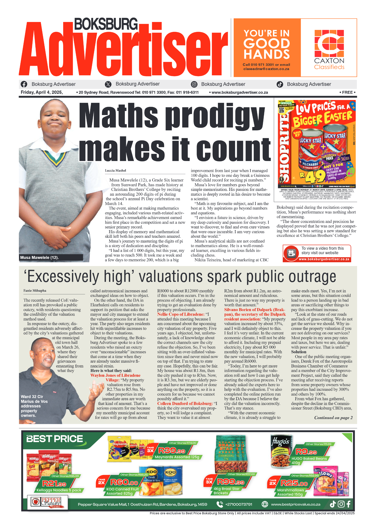 Boksburg Advertiser 4 April 2025 page 1