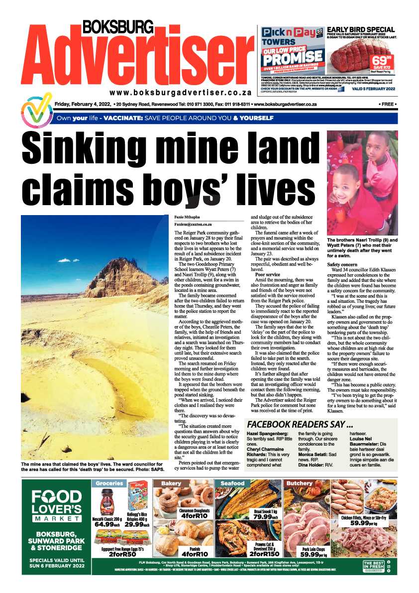 Boksburg Advertiser 4 February 2022 page 1