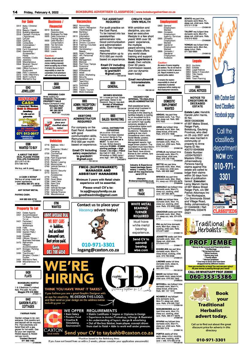 Boksburg Advertiser 4 February 2022 page 14