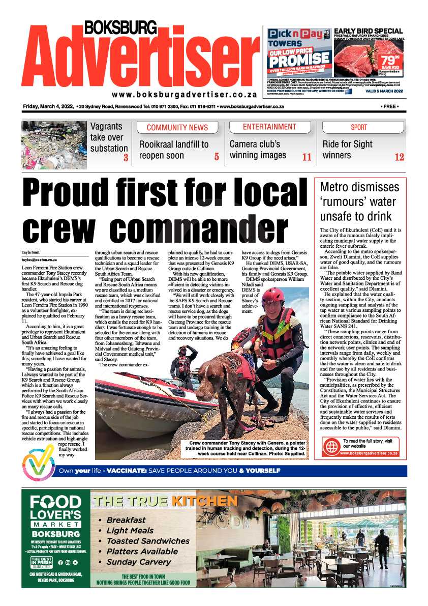 Boksburg Advertiser 4 March 2022 page 1