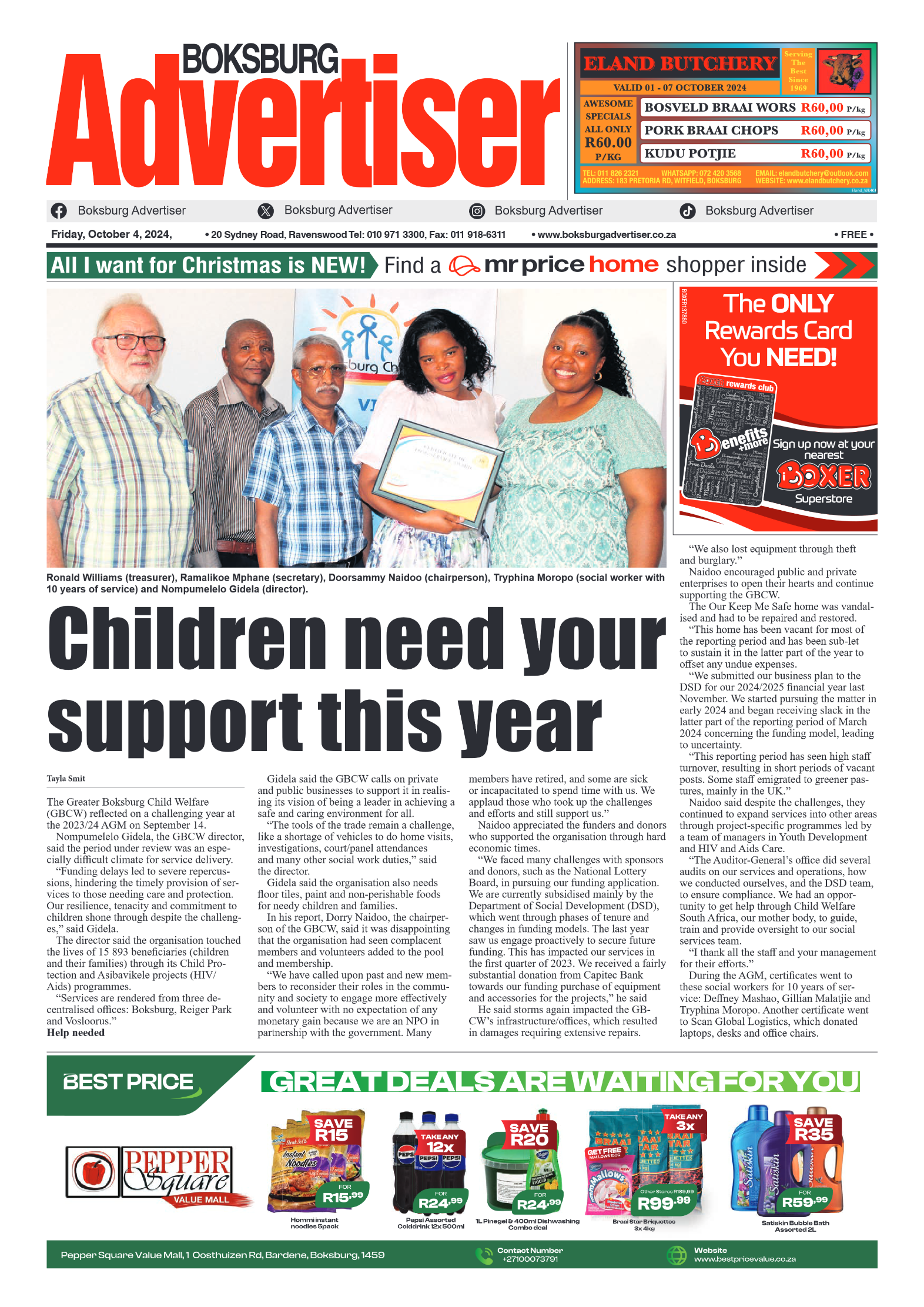 Boksburg Advertiser 4 October 2024 page 1