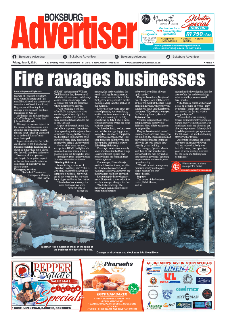 Boksburg Advertiser 5 July 2024 page 1