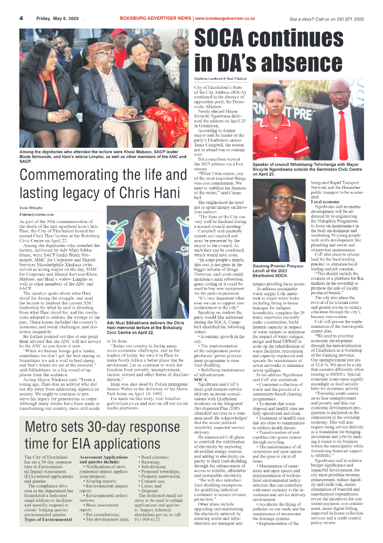 Boksburg Advertiser 5 May 2023 page 4
