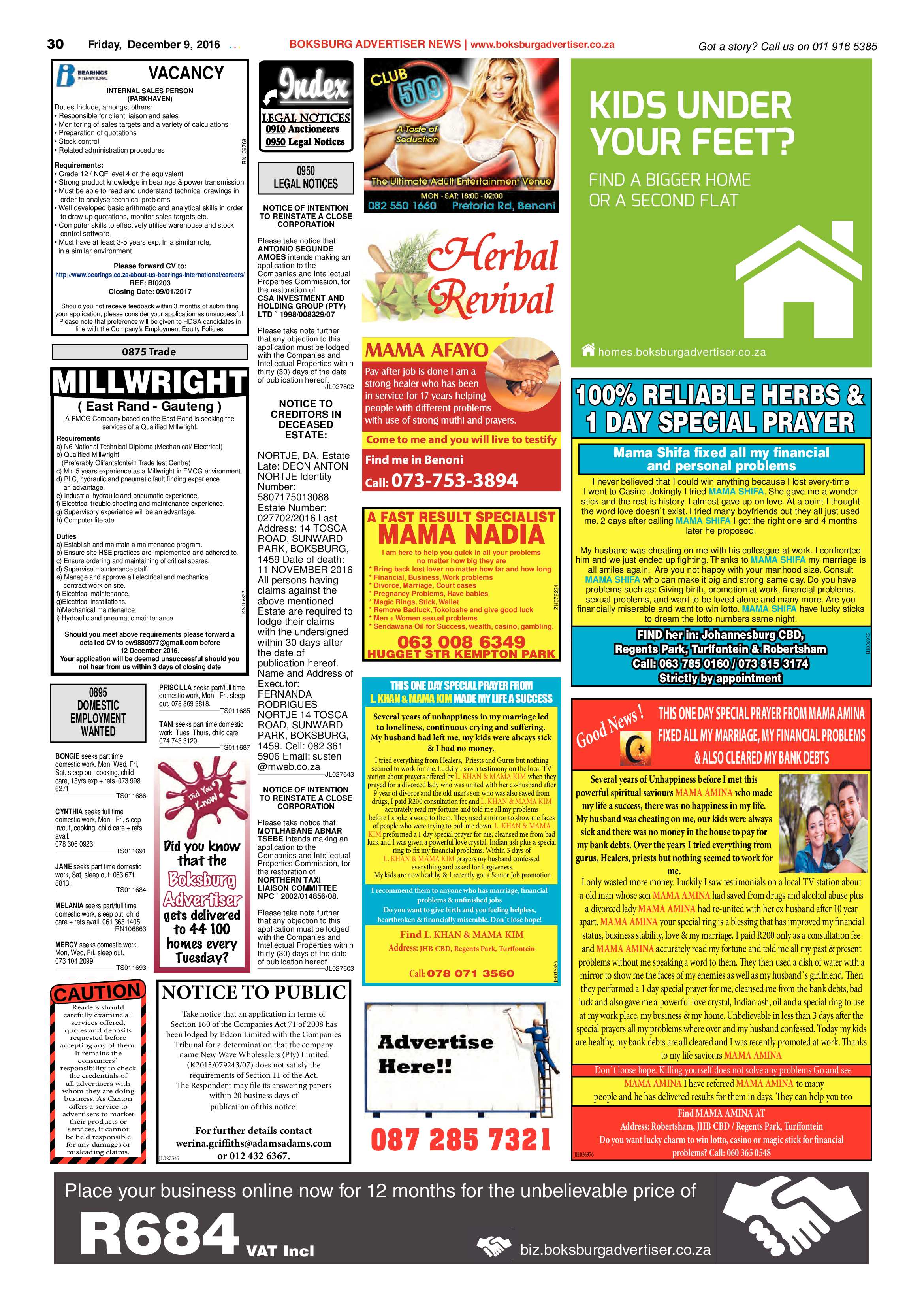 Boksburg Advertiser 6 Dec 2016 page 30