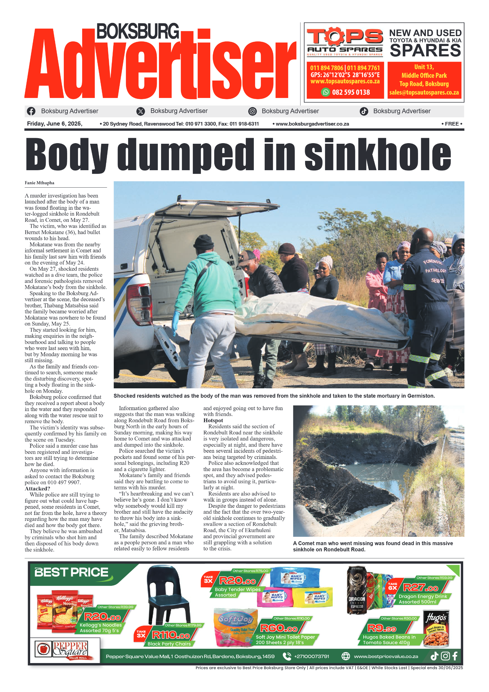 Boksburg Advertiser 6 June 2025 page 1
