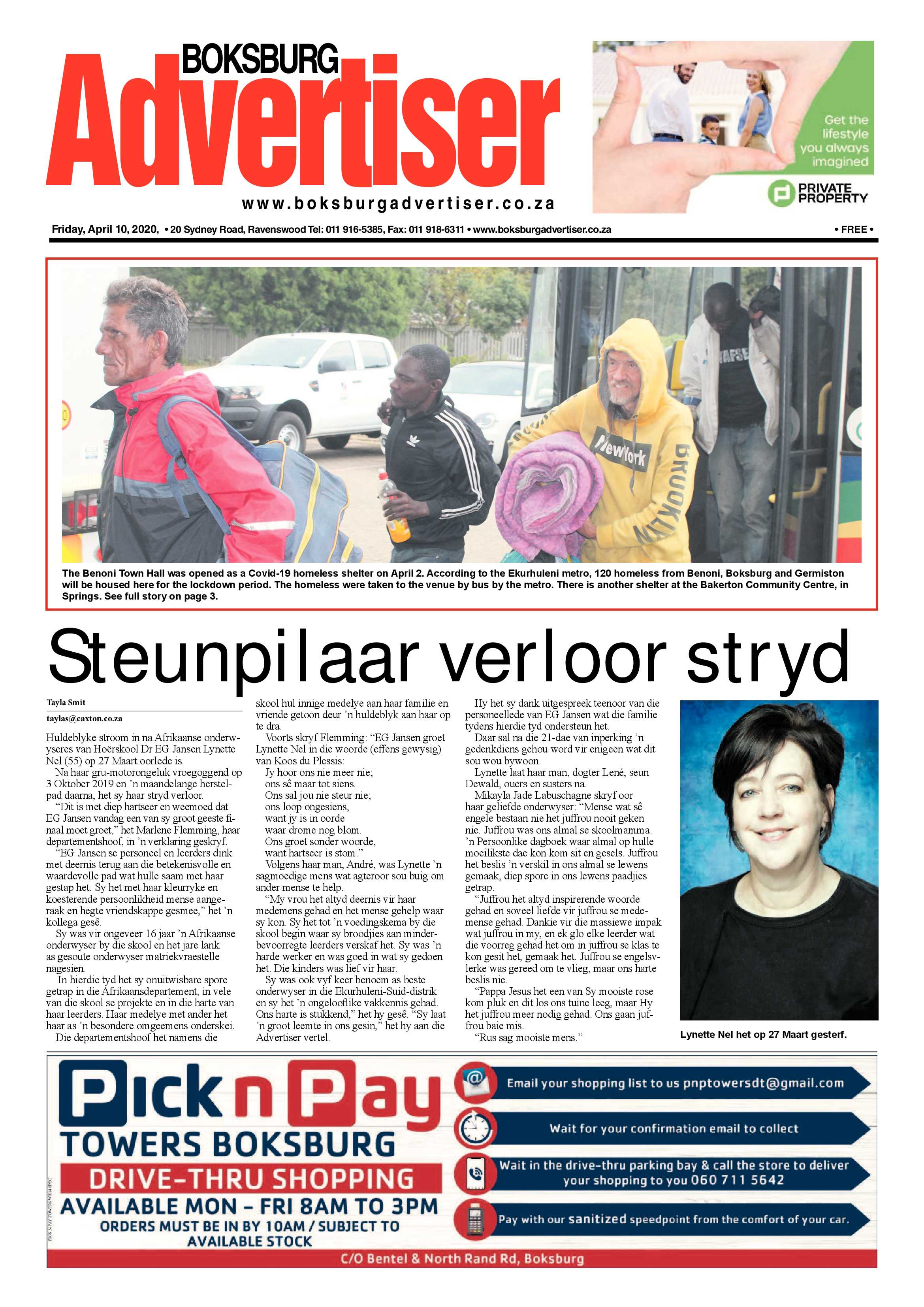 Boksburg Advertiser 7 April 2020 page 1