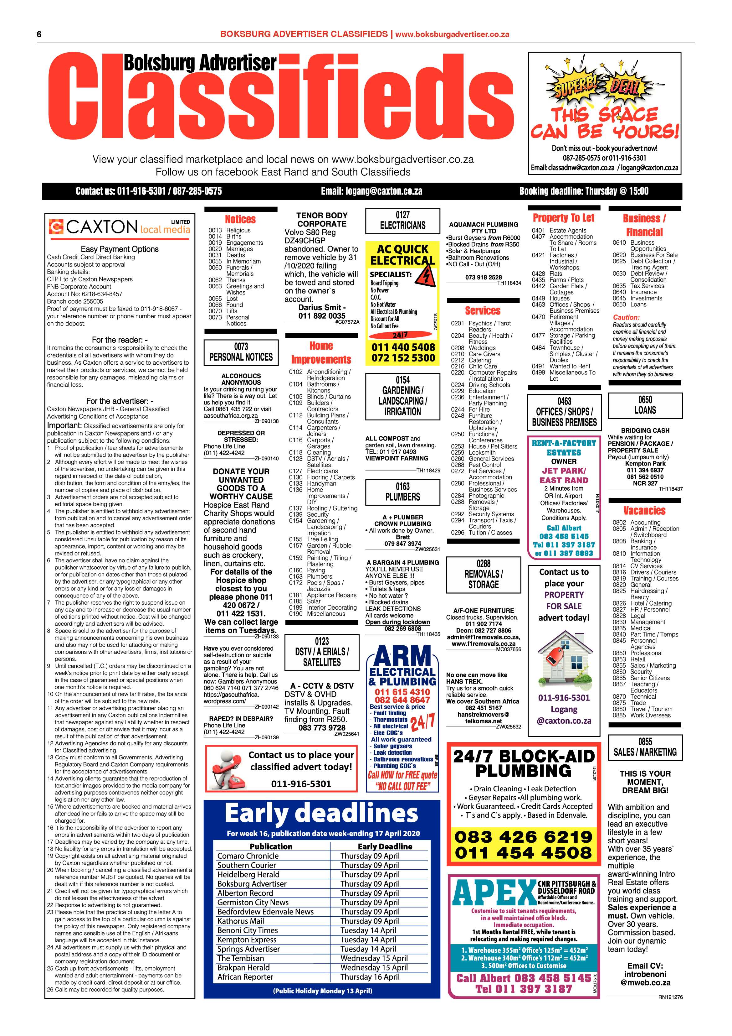 Boksburg Advertiser 7 April 2020 page 6