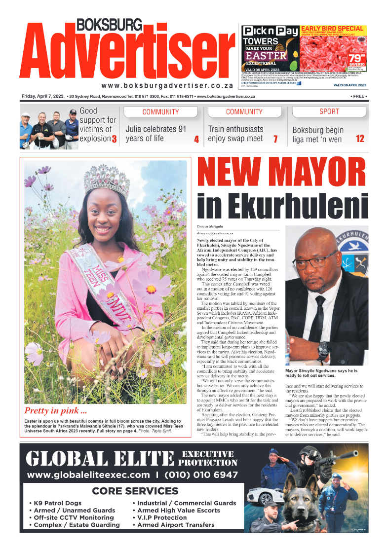 Boksburg Advertiser 7 April 2023 page 1