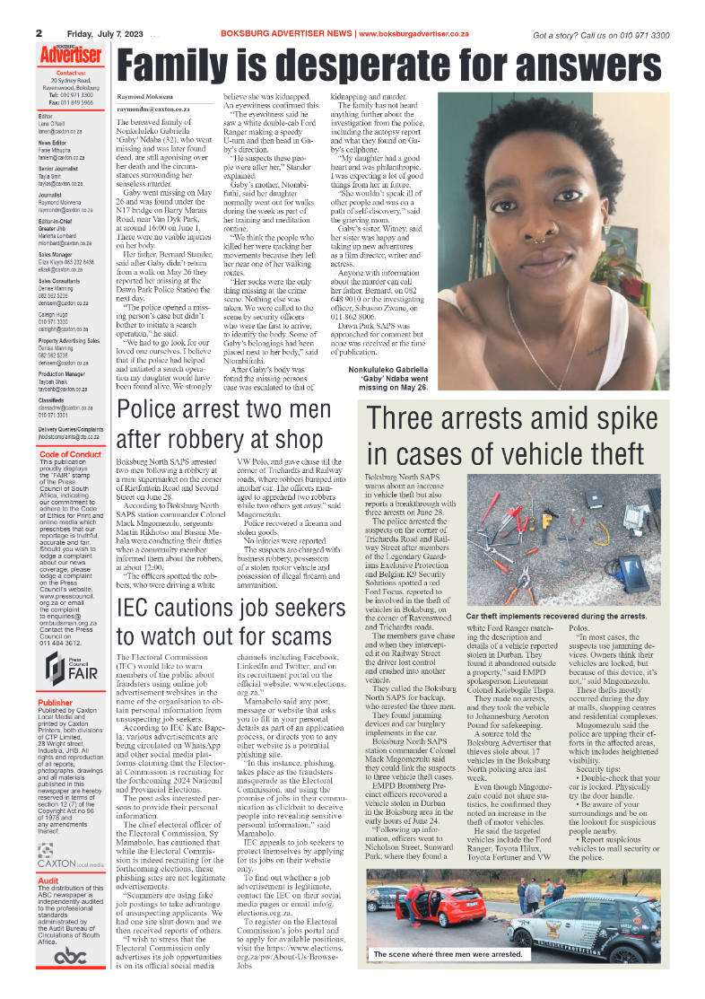 Boksburg Advertiser 7 July 2023 page 2