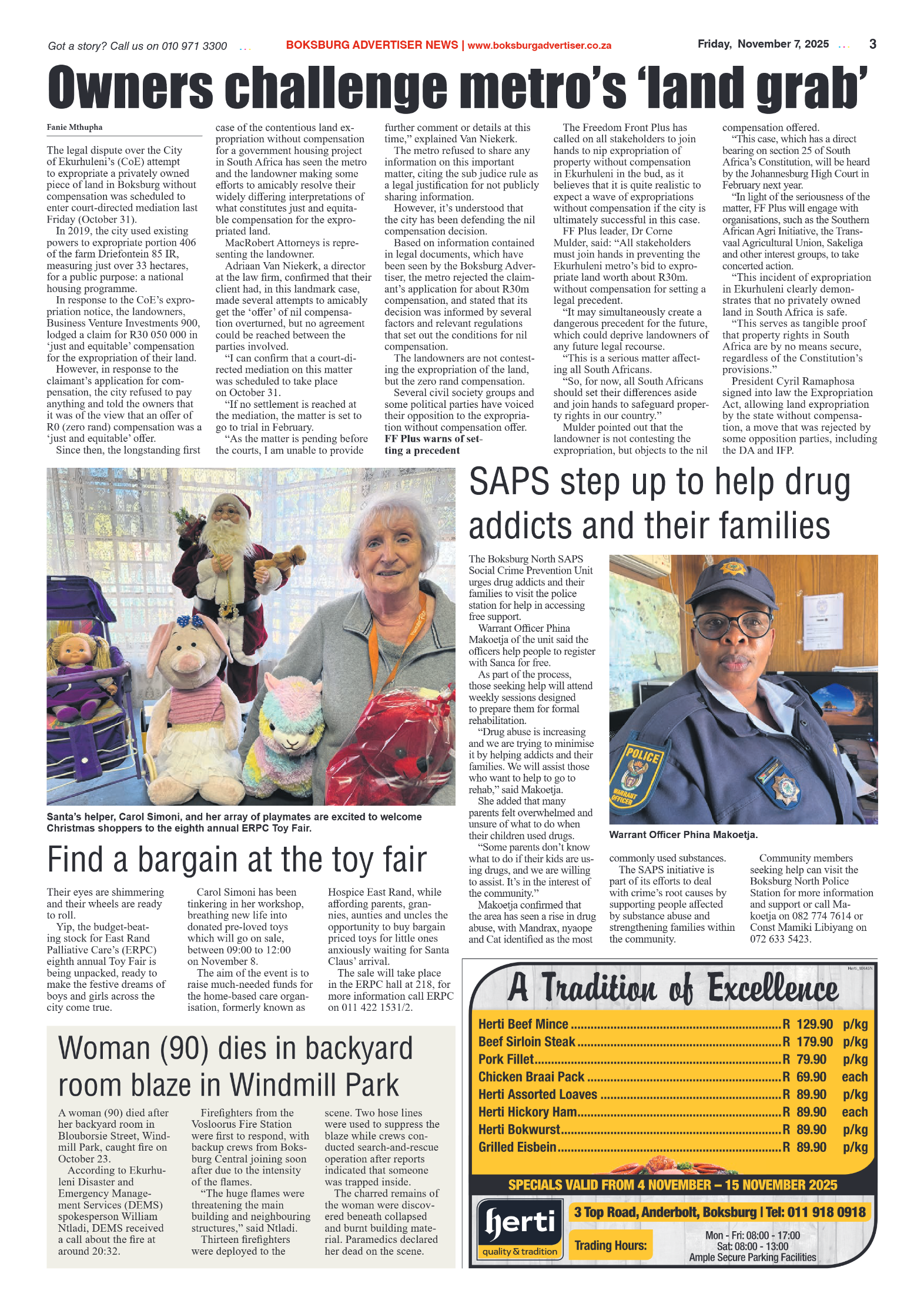 Boksburg Advertiser 7 November 2025 page 3