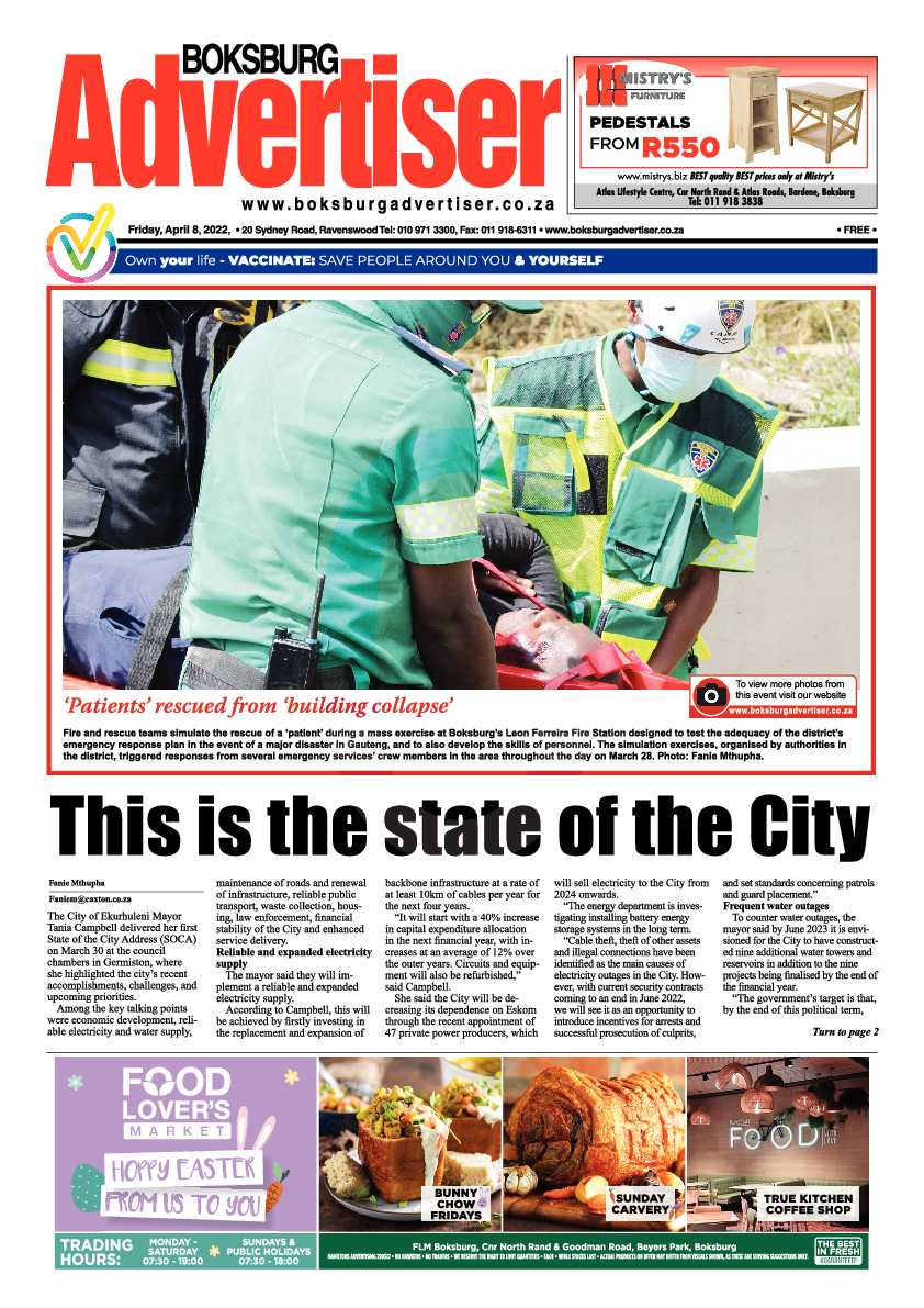 Boksburg Advertiser 8 April 2022 page 1