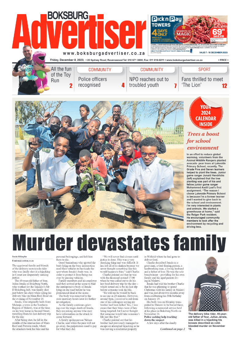 Boksburg Advertiser 8 December 2023 page 1