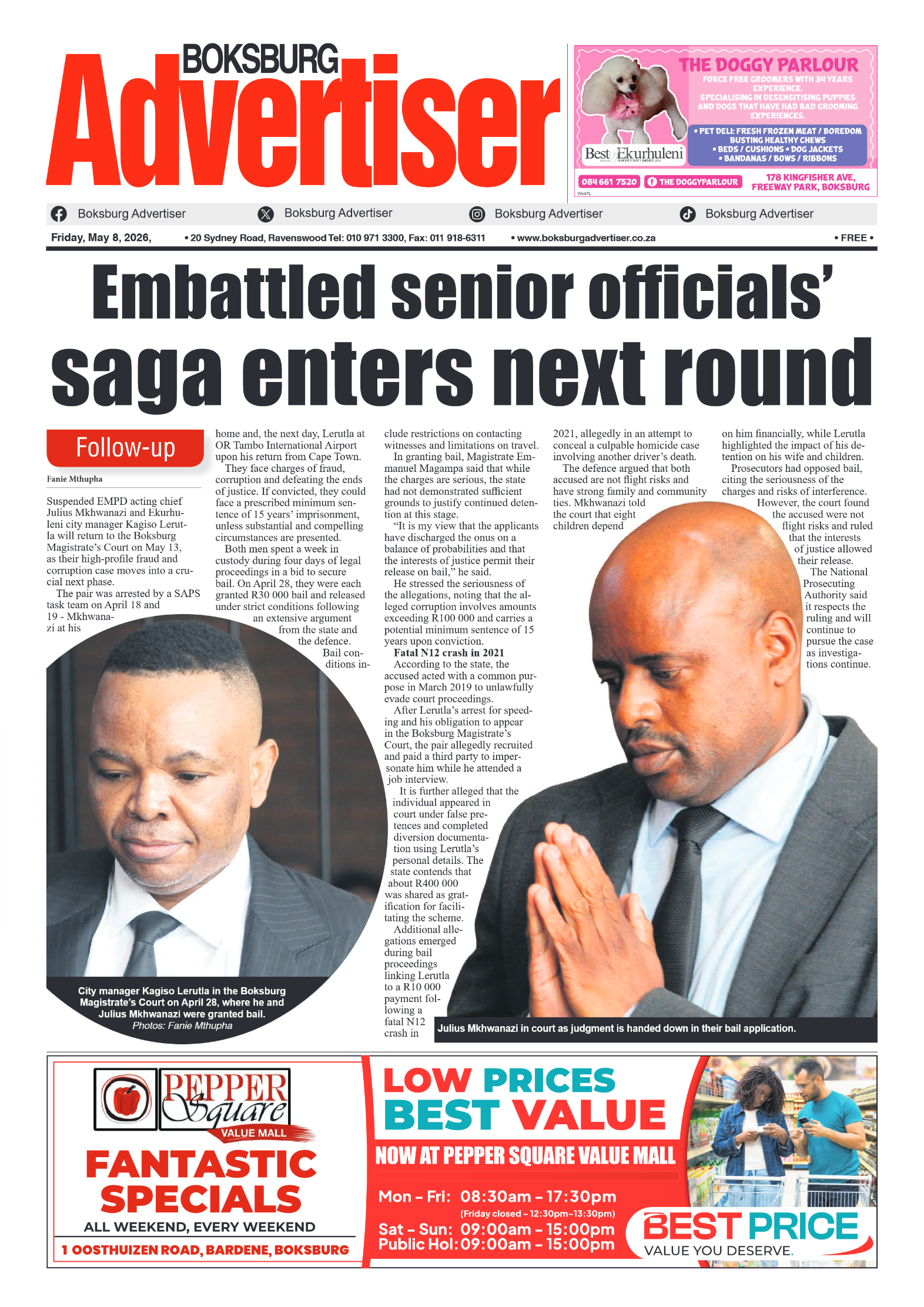 Boksburg Advertiser 8 May 2026 page 1