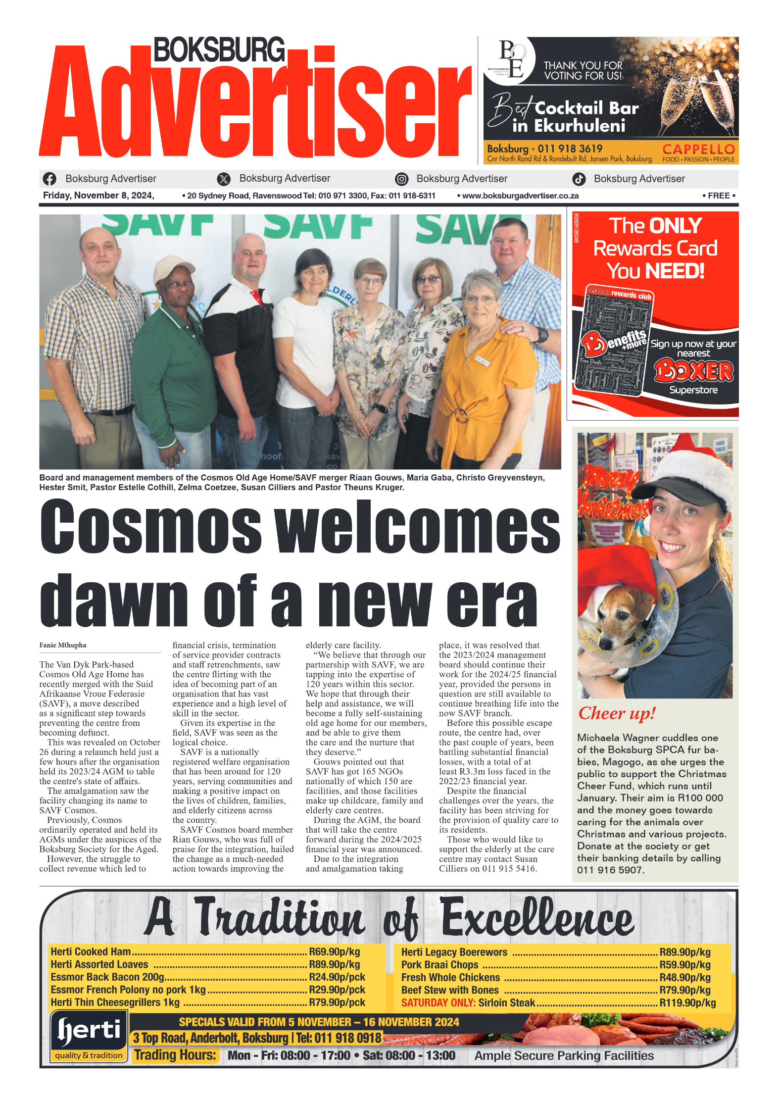 Boksburg Advertiser 8 November 2024 page 1