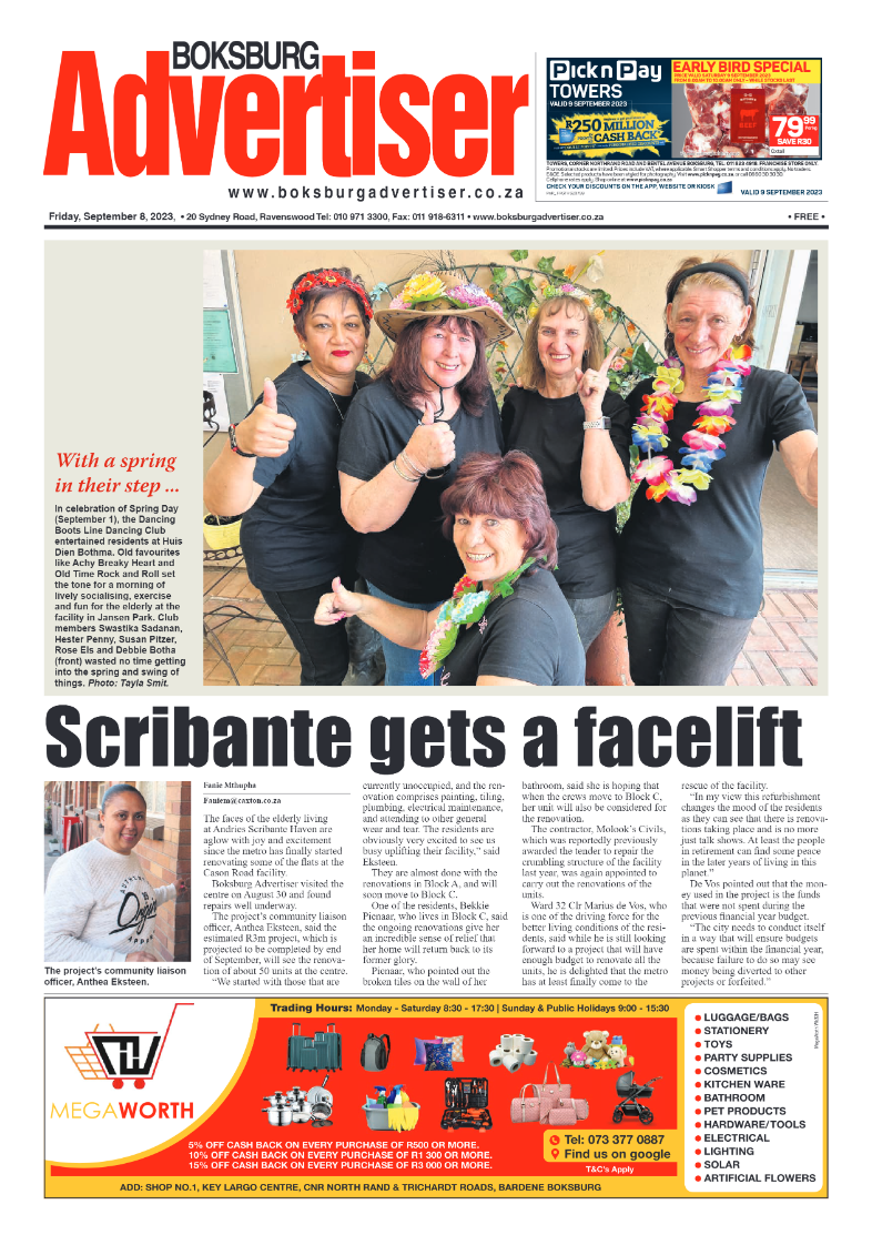 Boksburg Advertiser 8 September 2023 page 1