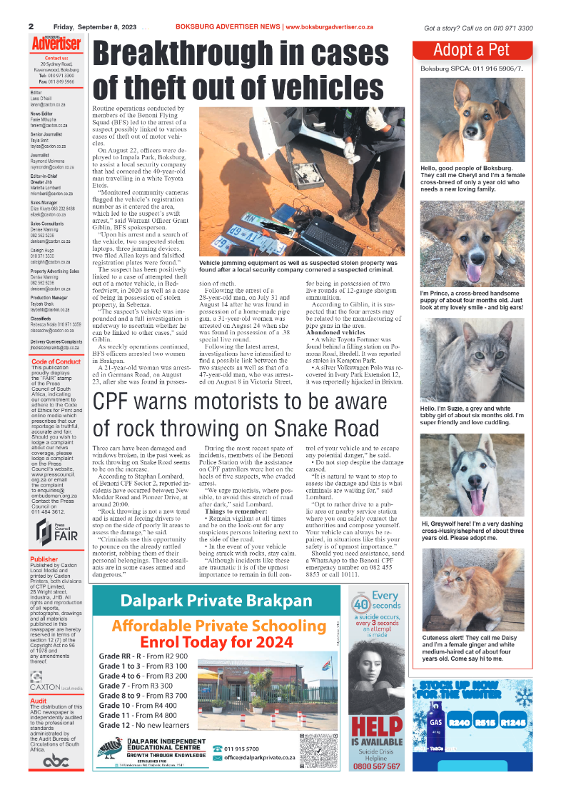Boksburg Advertiser 8 September 2023 page 2