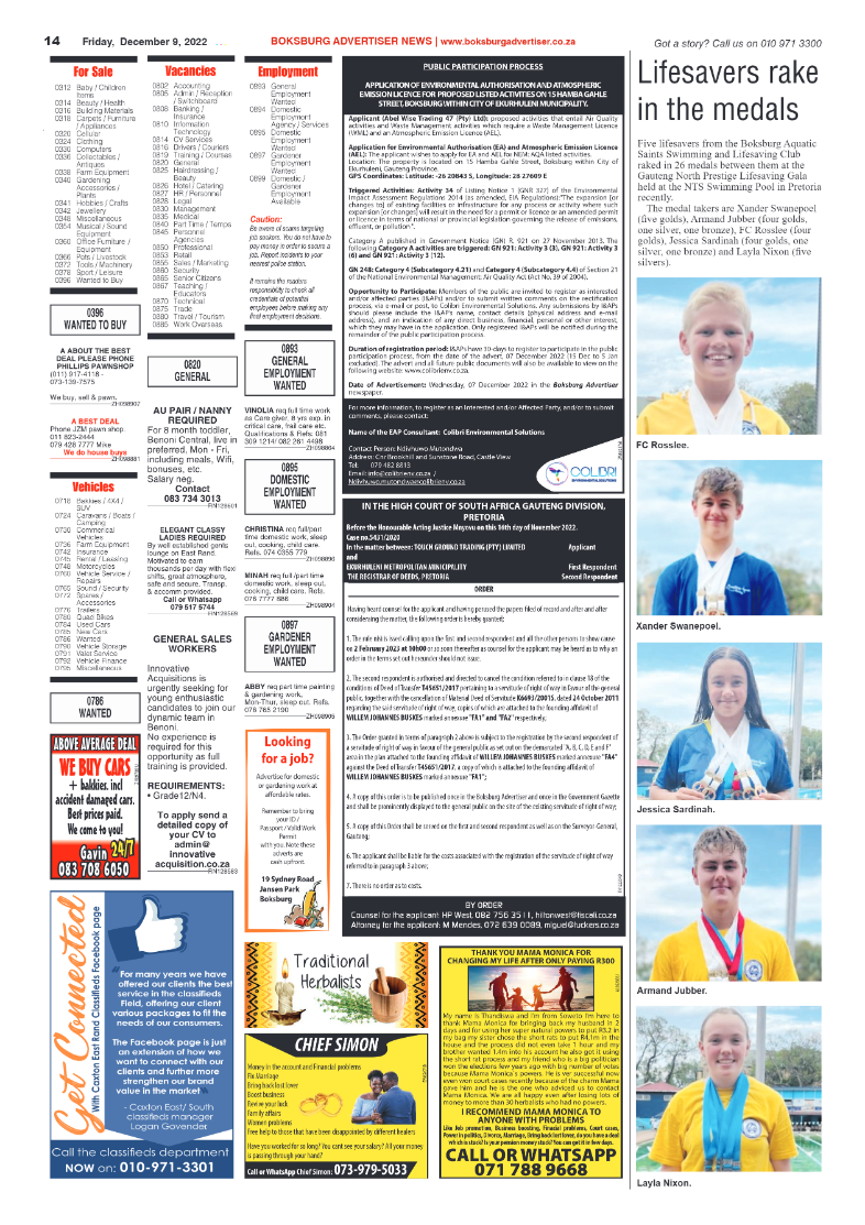 Boksburg Advertiser 9 Dec 2022 page 14