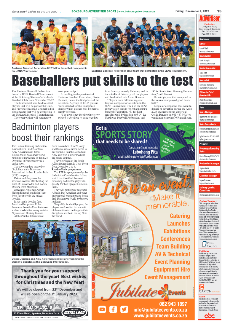 Boksburg Advertiser 9 Dec 2022 page 15