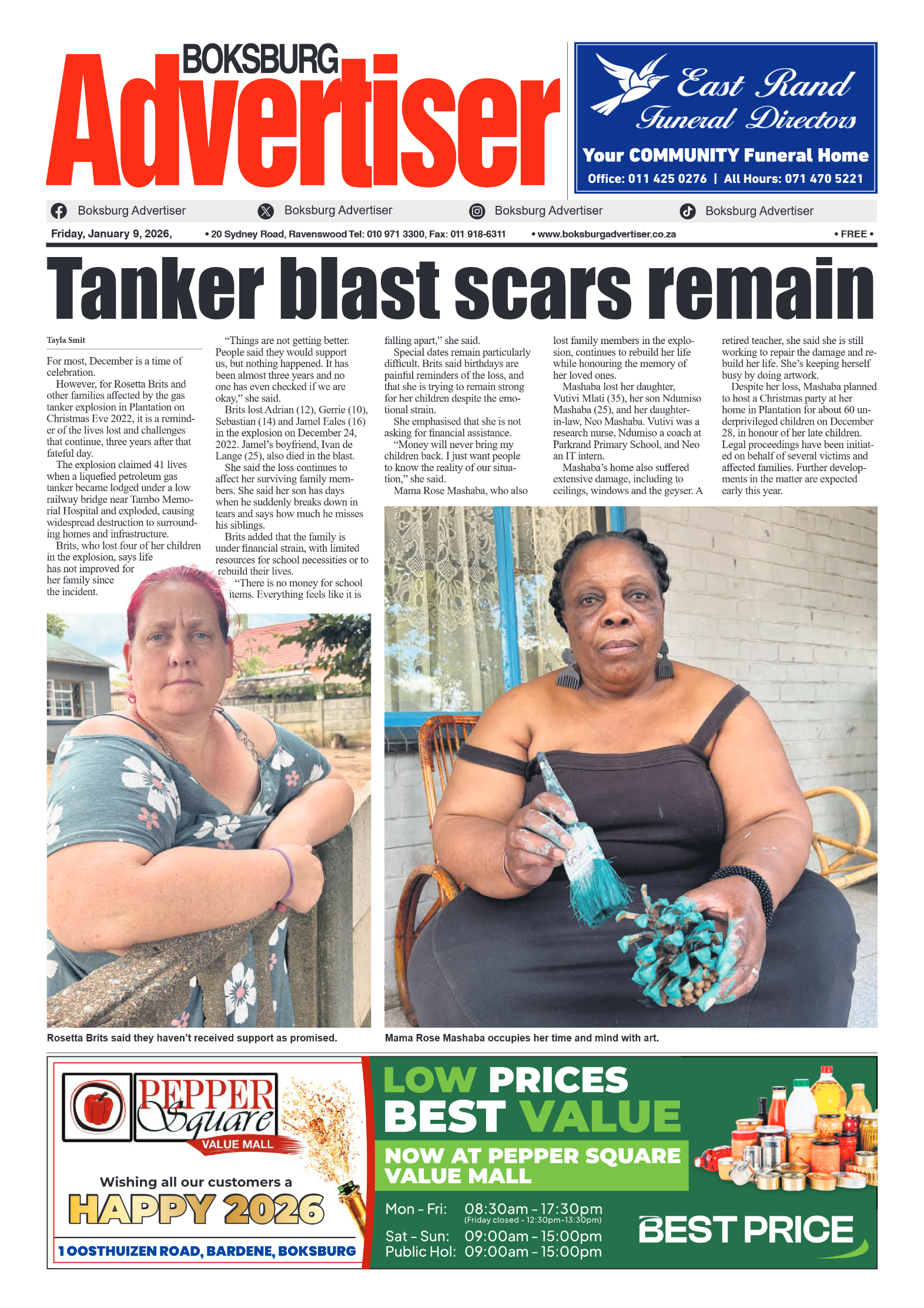 Boksburg Advertiser 9 January 2026 page 1