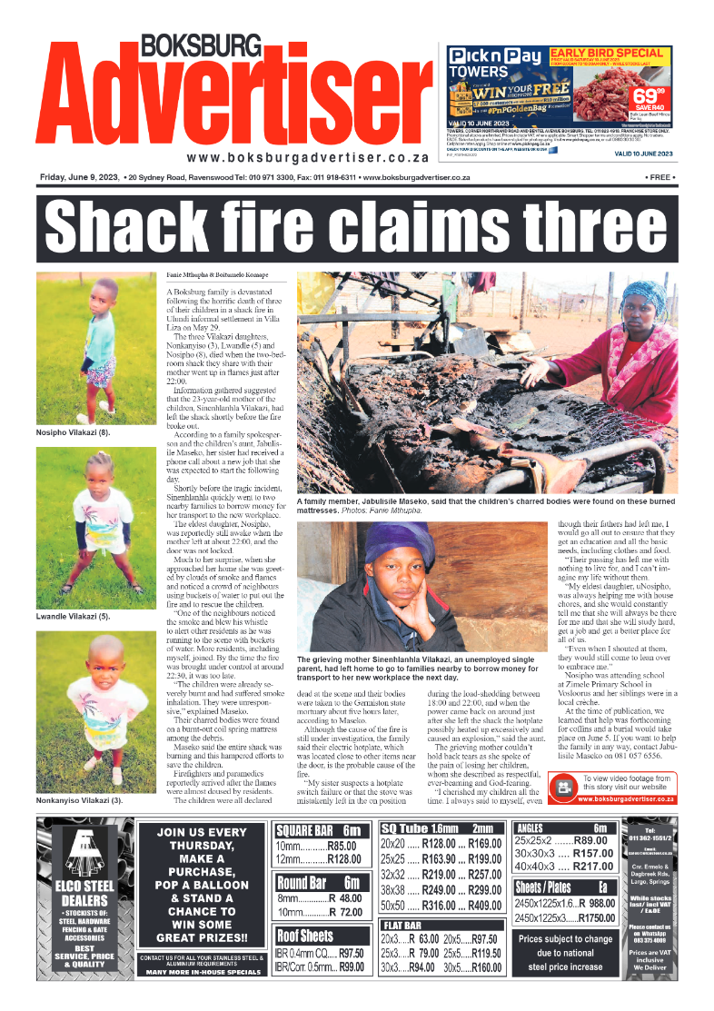 Boksburg Advertiser 9 June 2023 page 1