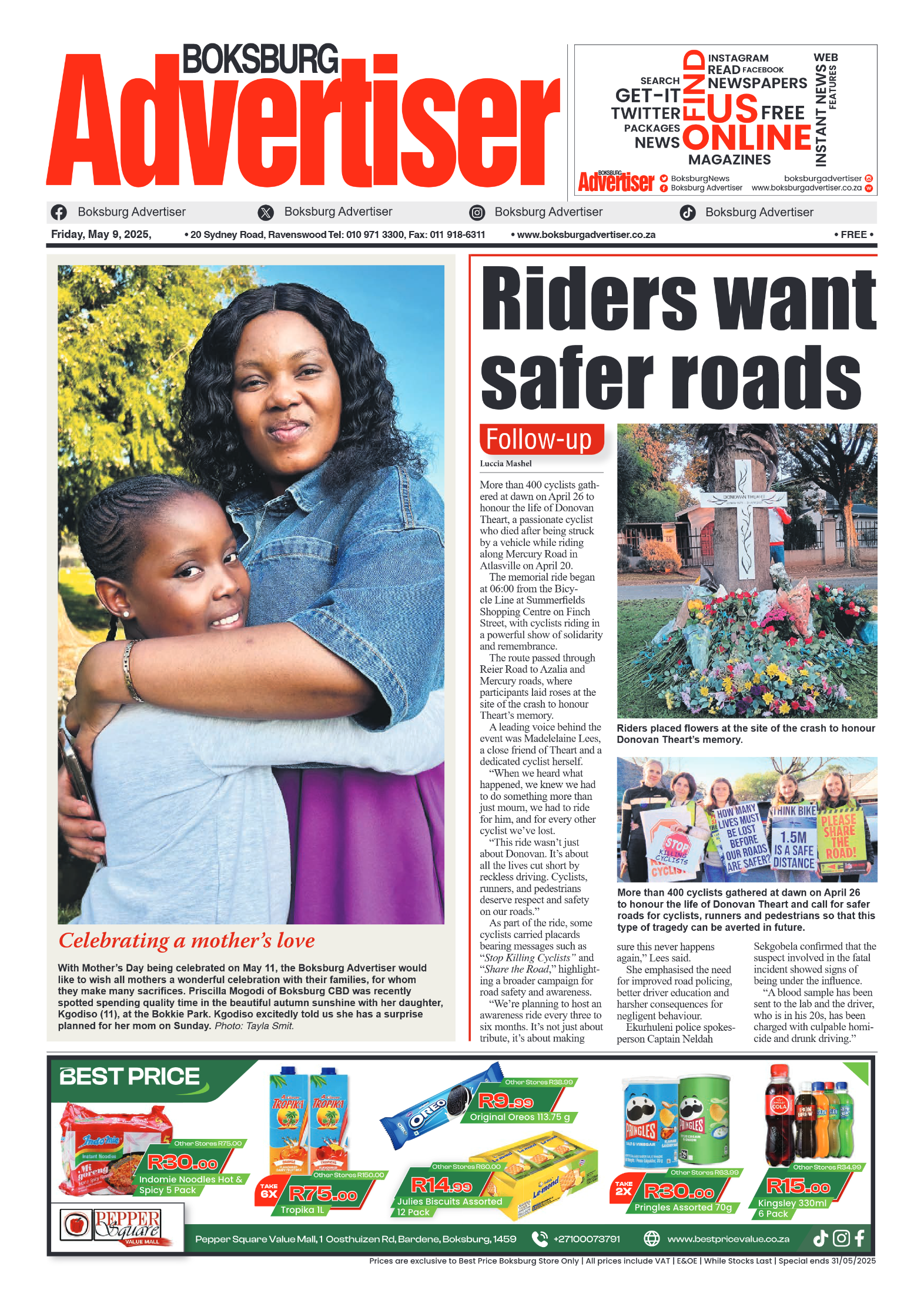 Boksburg Advertiser 9 May 2025 page 1